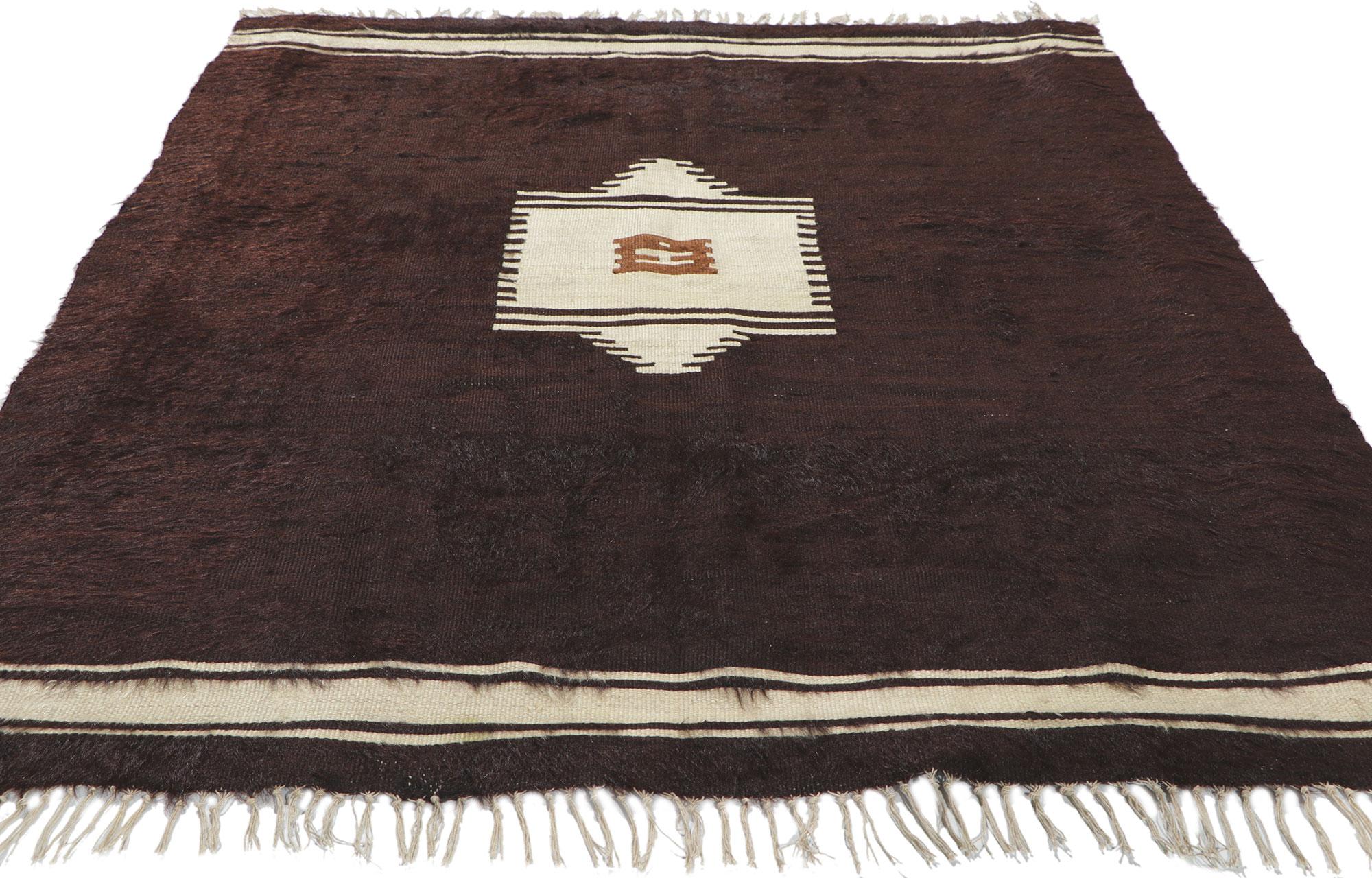 Türkischer Angora-Kelim-Teppich aus Wolle im Vintage-Stil (Moderne) im Angebot