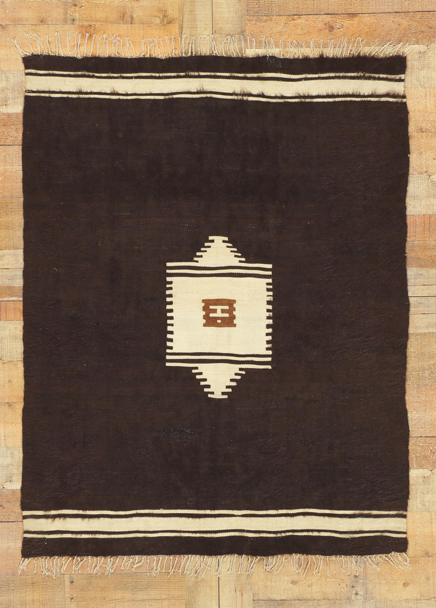 Türkischer Angora-Kelim-Teppich aus Wolle im Vintage-Stil im Zustand „Gut“ im Angebot in Dallas, TX