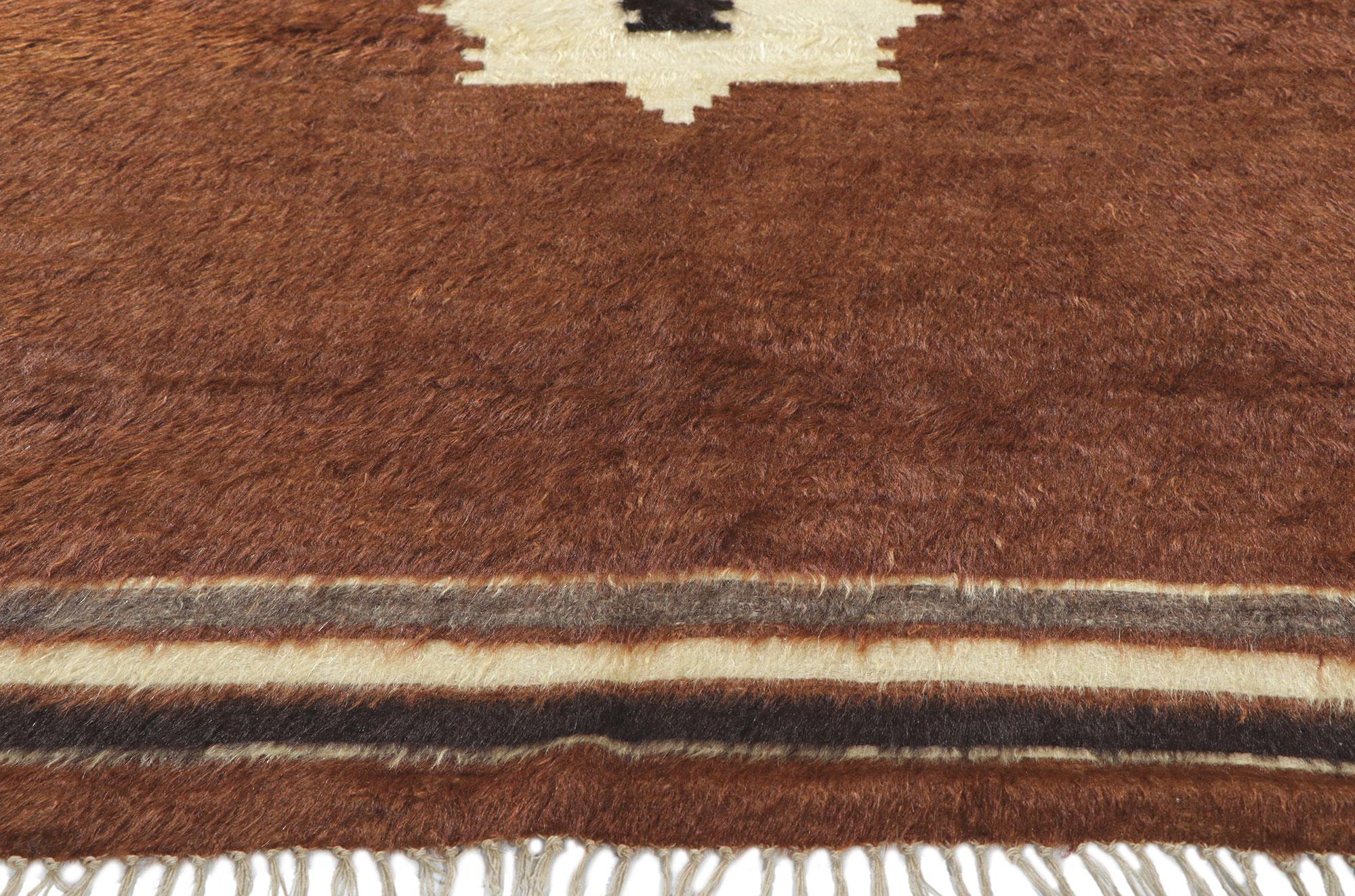 Tissé à la main Tapis turc en laine angora des années 1950 avec style moderne en vente