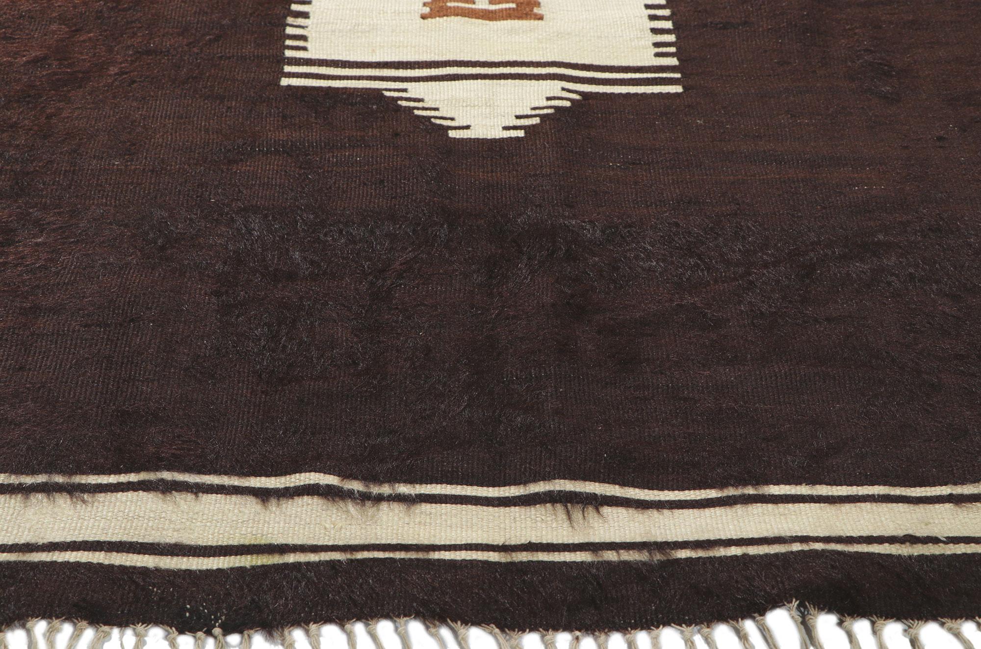 20th Century Vintage Turkish Angora Wool Kilim Blanket Rug For Sale
