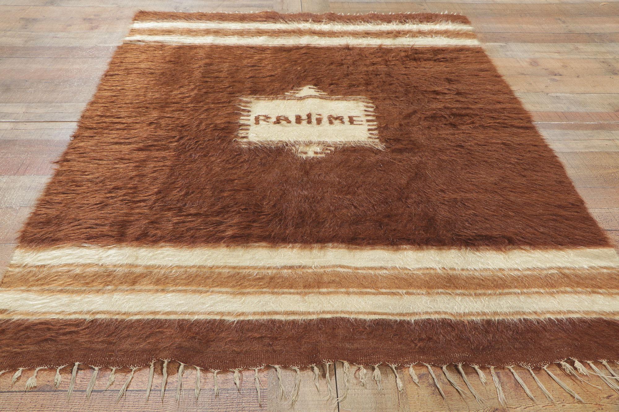 Laine Tapis turc en laine angora des années 1950 avec style moderne en vente