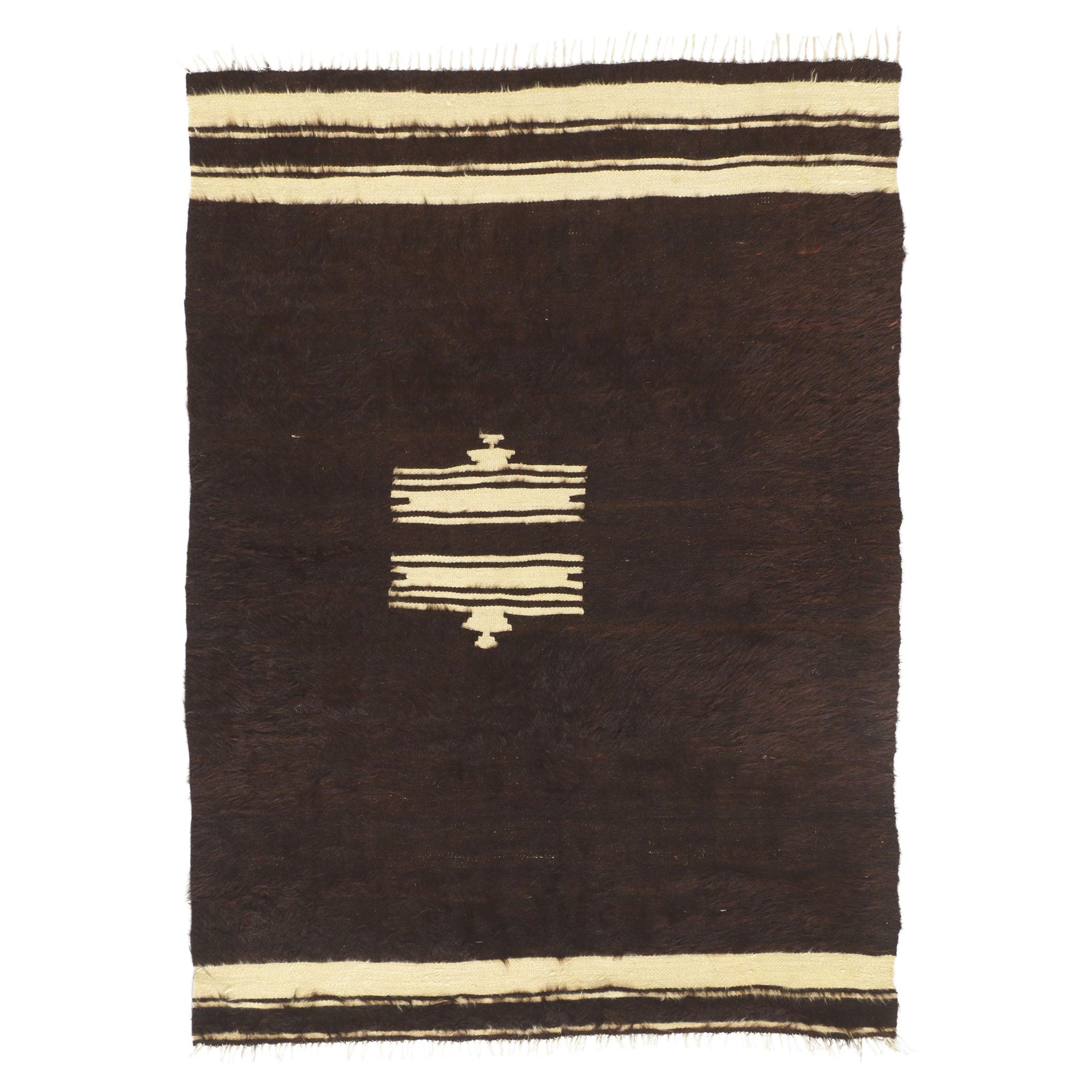 Vintage Turkish Angora Wool Kilim Blanket Rug For Sale