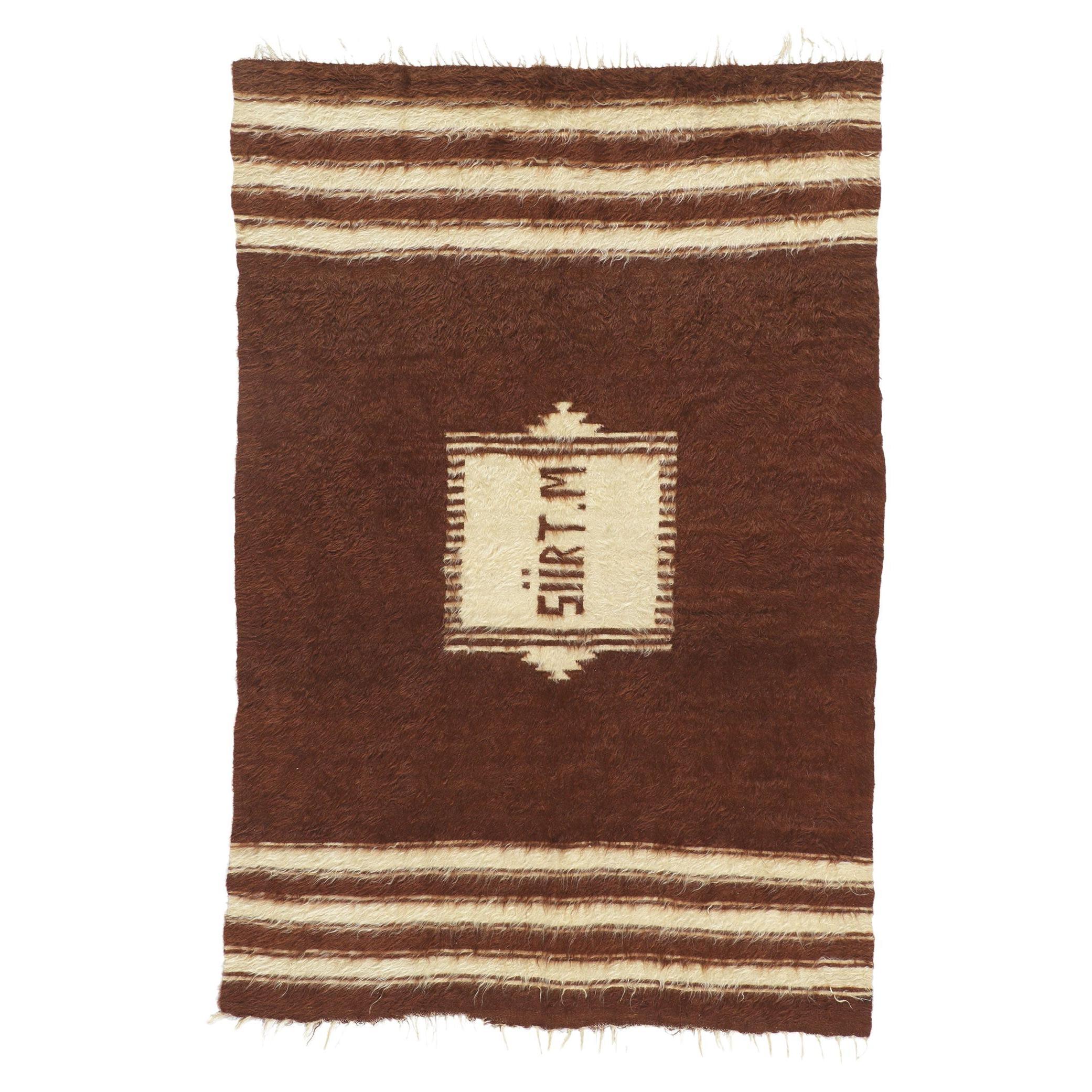 Vintage Turkish Angora Wool Kilim Blanket Rug For Sale