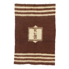 Vintage Turkish Angora Wool Kilim Blanket Rug