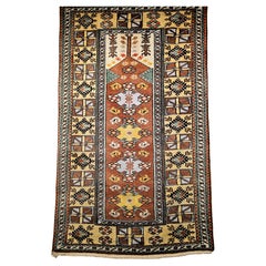 Vintage Turkish Area Rug, Handwoven Tribal Wool, Prayer Design, 1930s, 4' x 6'