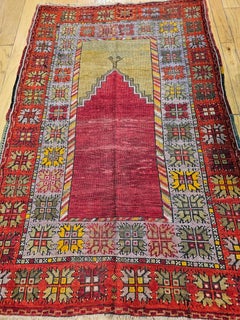 Vintage Turkish Anatolian Prayer Rug, Handwoven Wool, Early 1900s