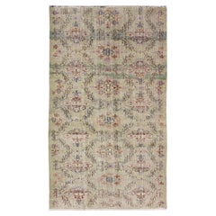 Retro Turkish Art Deco Rug with All-Over Vining Flowers Design in Lavender