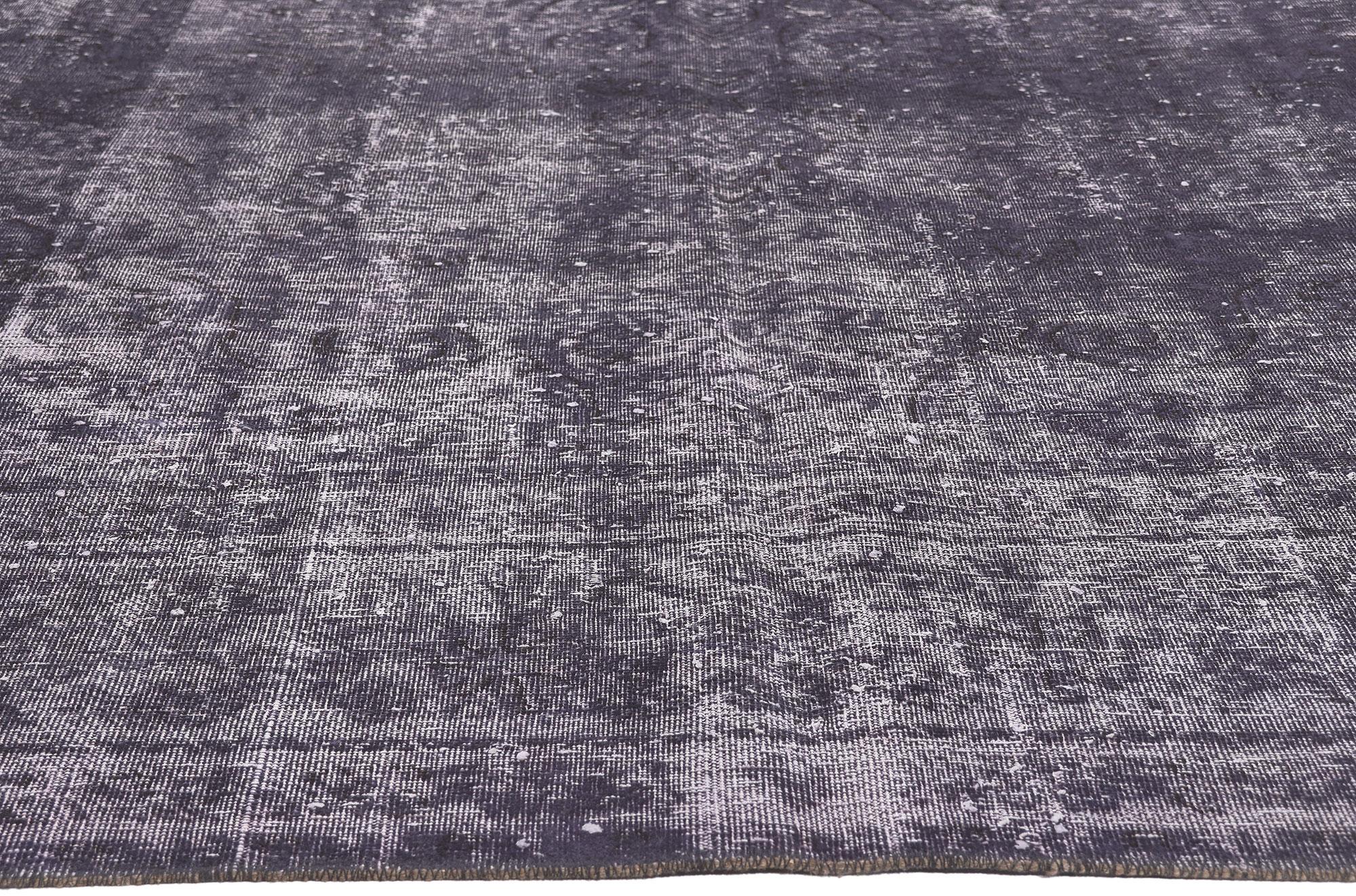 Hand-Knotted Vintage Turkish Aubergine Overdyed Rug, Industrial Chic Meets Dark & Moody For Sale
