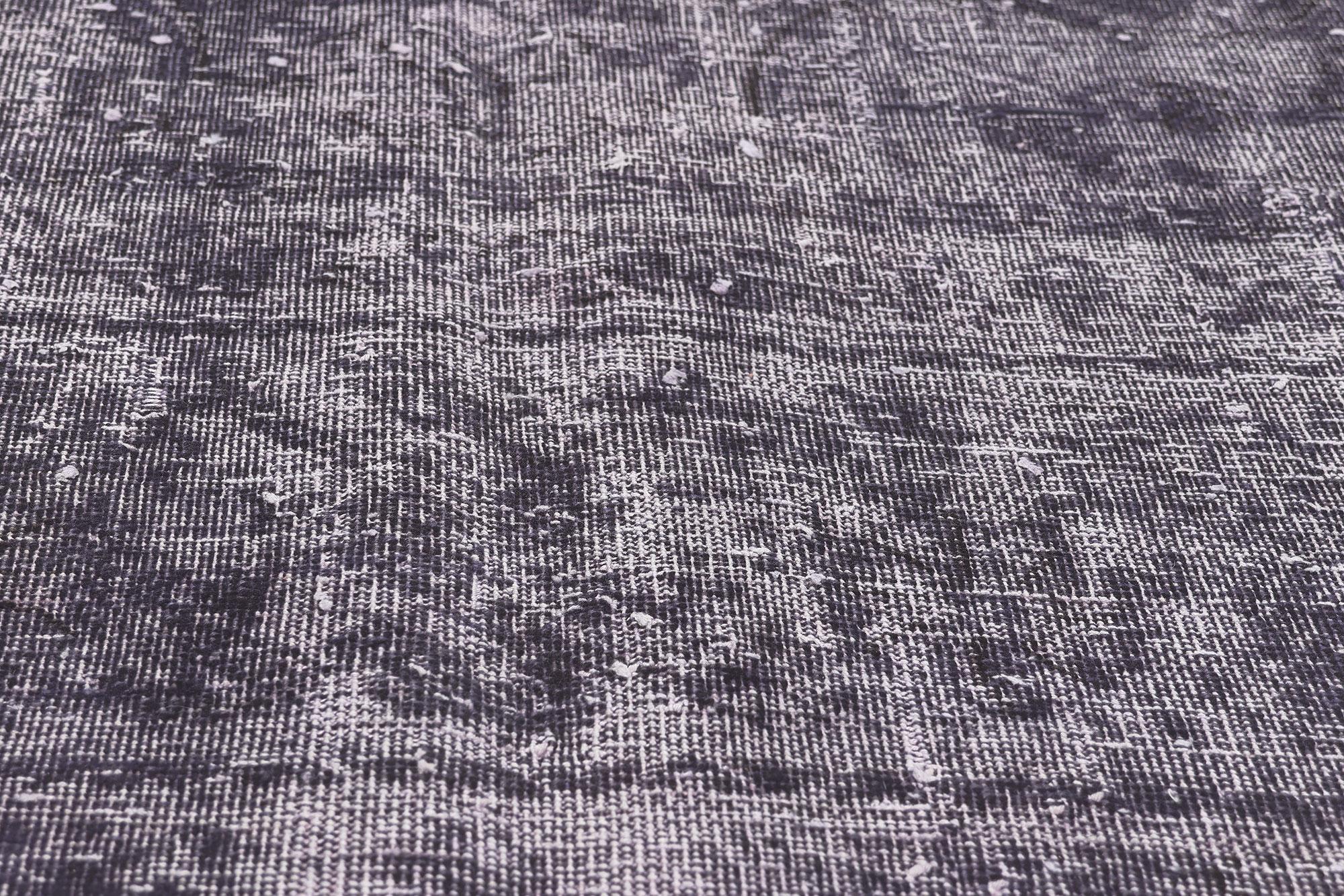 Vintage Turkish Aubergine Overdyed Rug, Industrial Chic Meets Dark & Moody In Distressed Condition For Sale In Dallas, TX