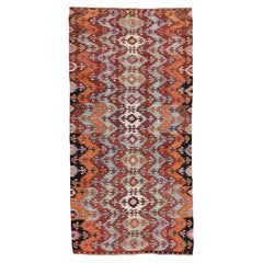 Vintage Turkish Aydın Kilim Wool Kilim 5'5''x10'7''