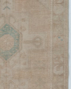Vintage Türkisch Beige Braun Handgeknüpft Wolle Oushak Teppich 3'8 x 7'8