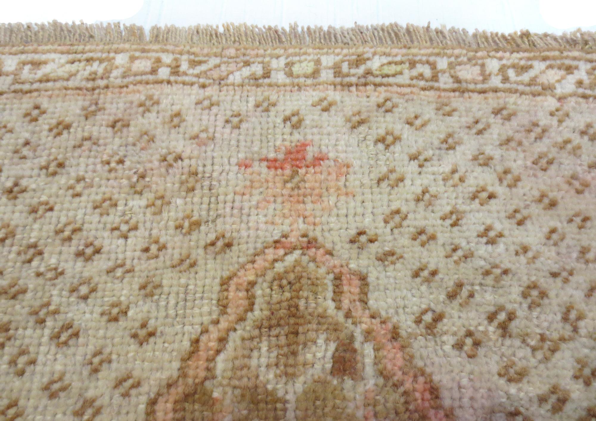 Hand-Woven Vintage Turkish Beige Rug