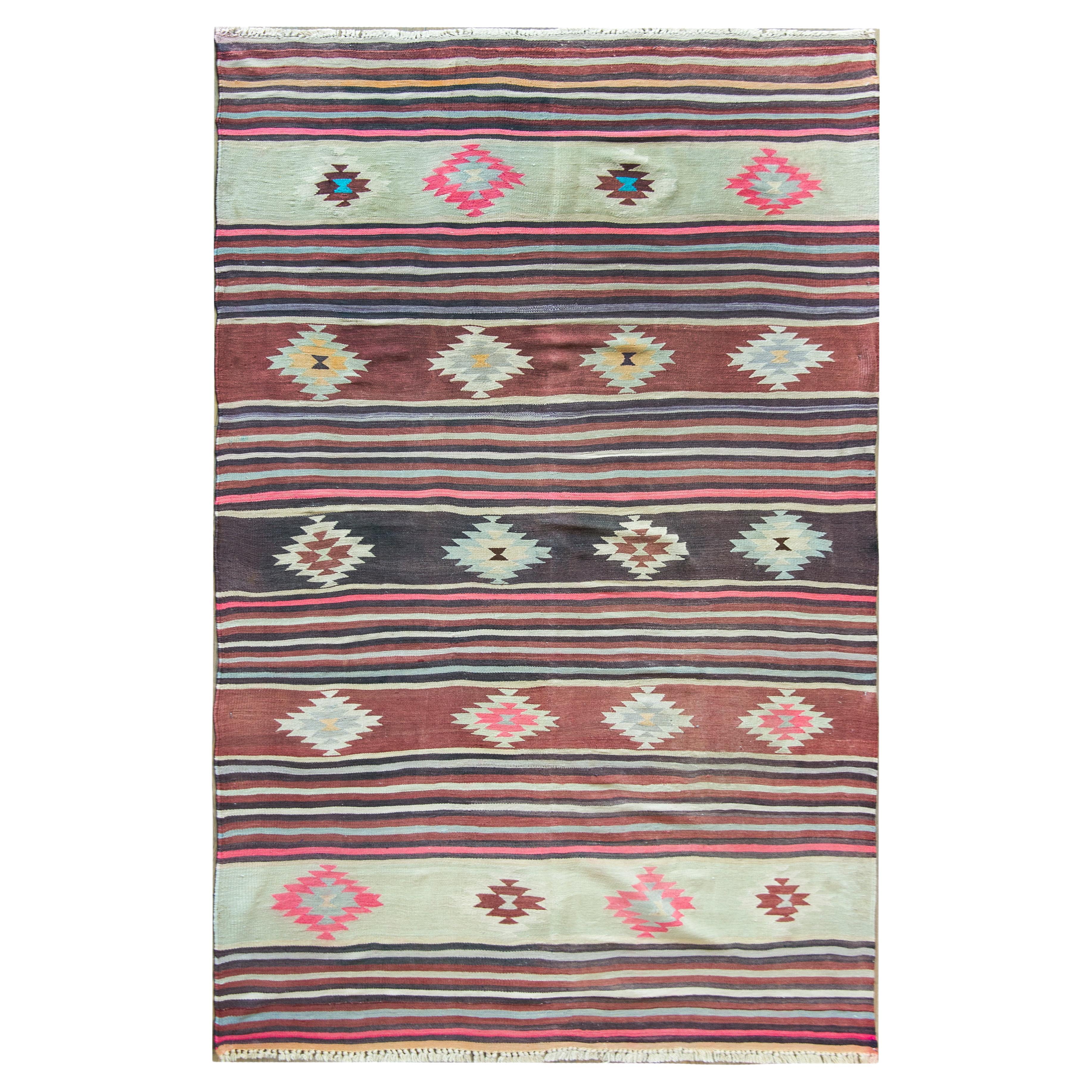 Alfombra turca vintage Bergama Kilim