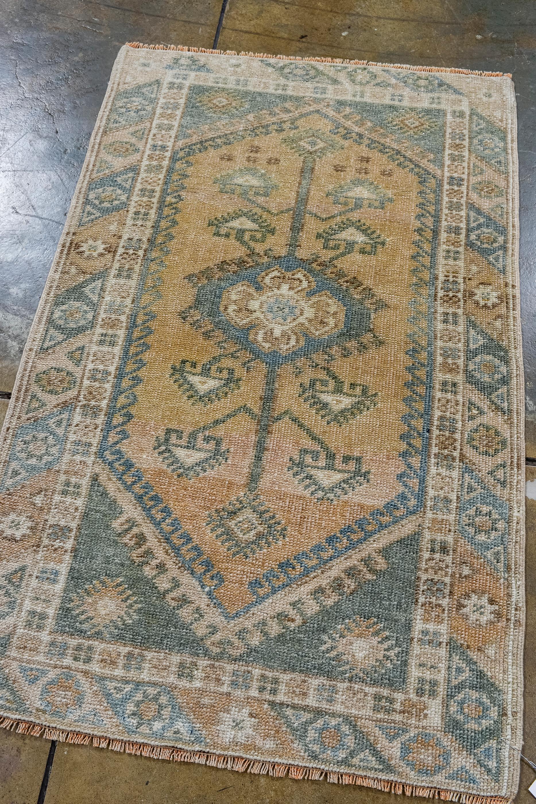 Hand-Knotted Vintage Turkish Bergama Rug with Rust Field and Central Medallion For Sale
