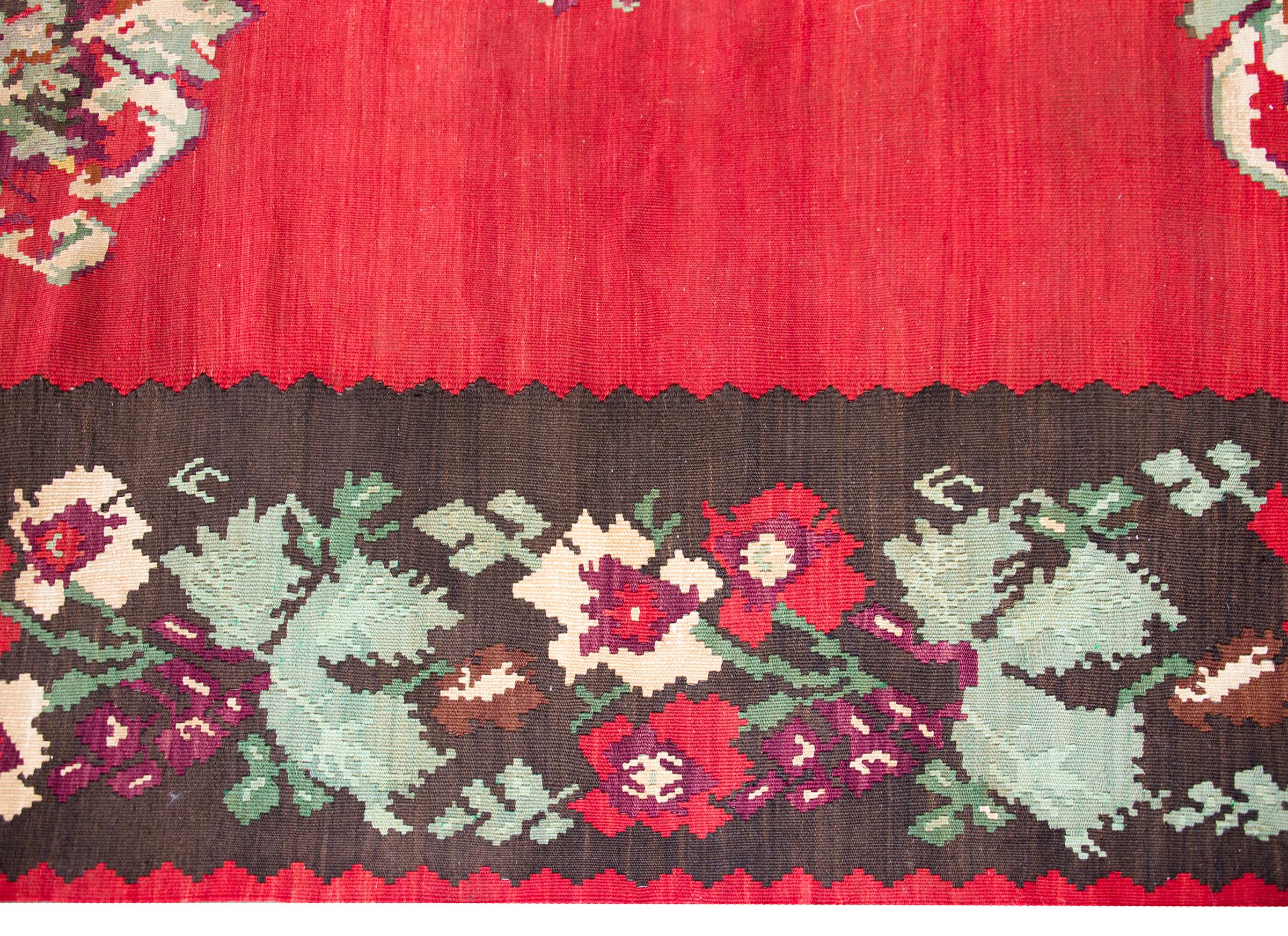 Türkischer bessarabischer Kelim-Teppich im Vintage-Stil (Handgewebt) im Angebot