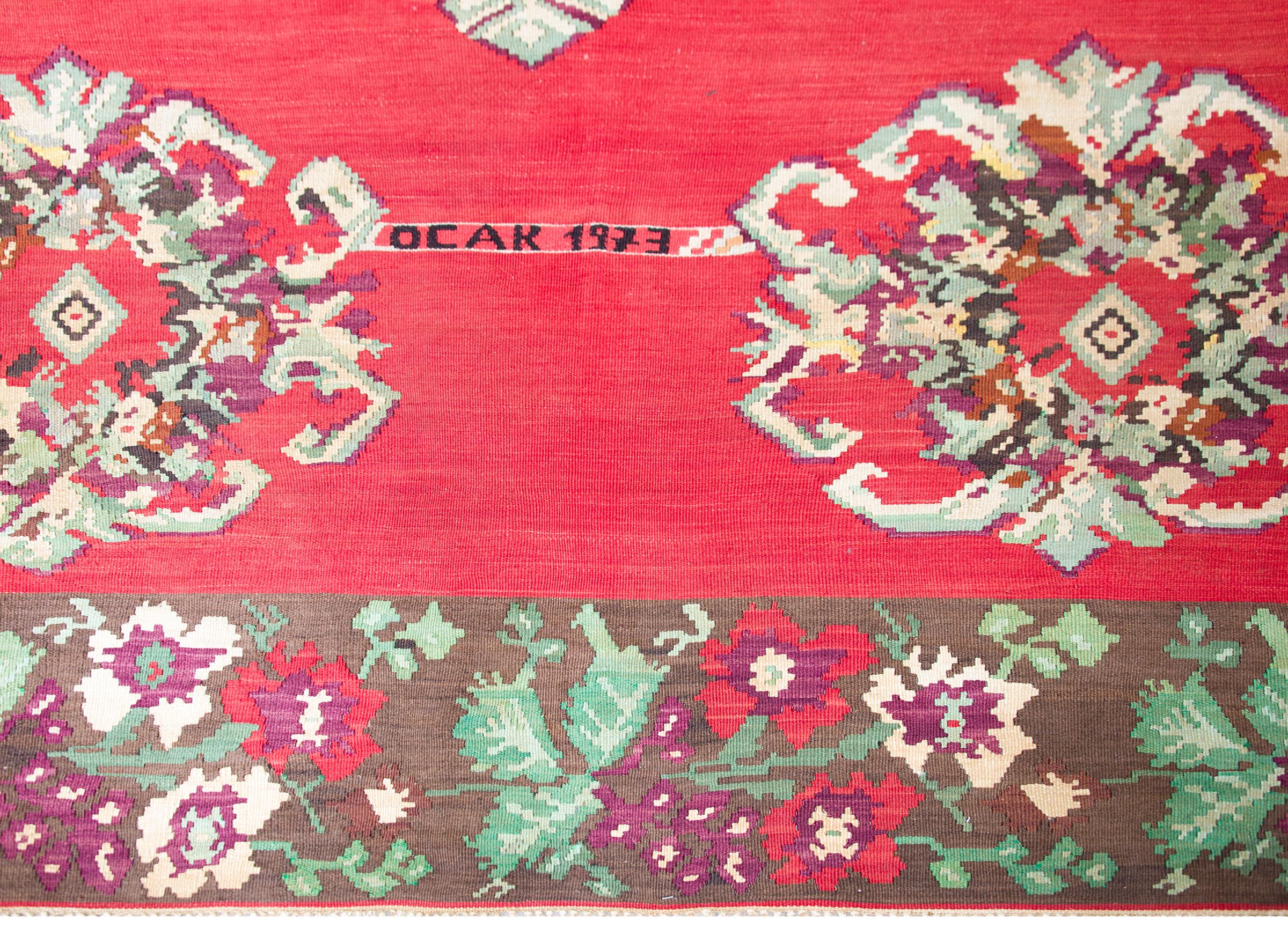 Türkischer bessarabischer Kelim-Teppich im Vintage-Stil im Angebot 1