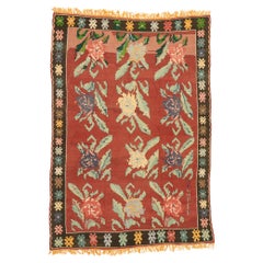 Vintage Turkish Bessarabian Rose Carpet