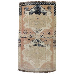 Vintage Turkish Black Beige Rug