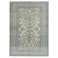 Vintage Turkish Blue Oushak Hand Knotted Wool Area Rug