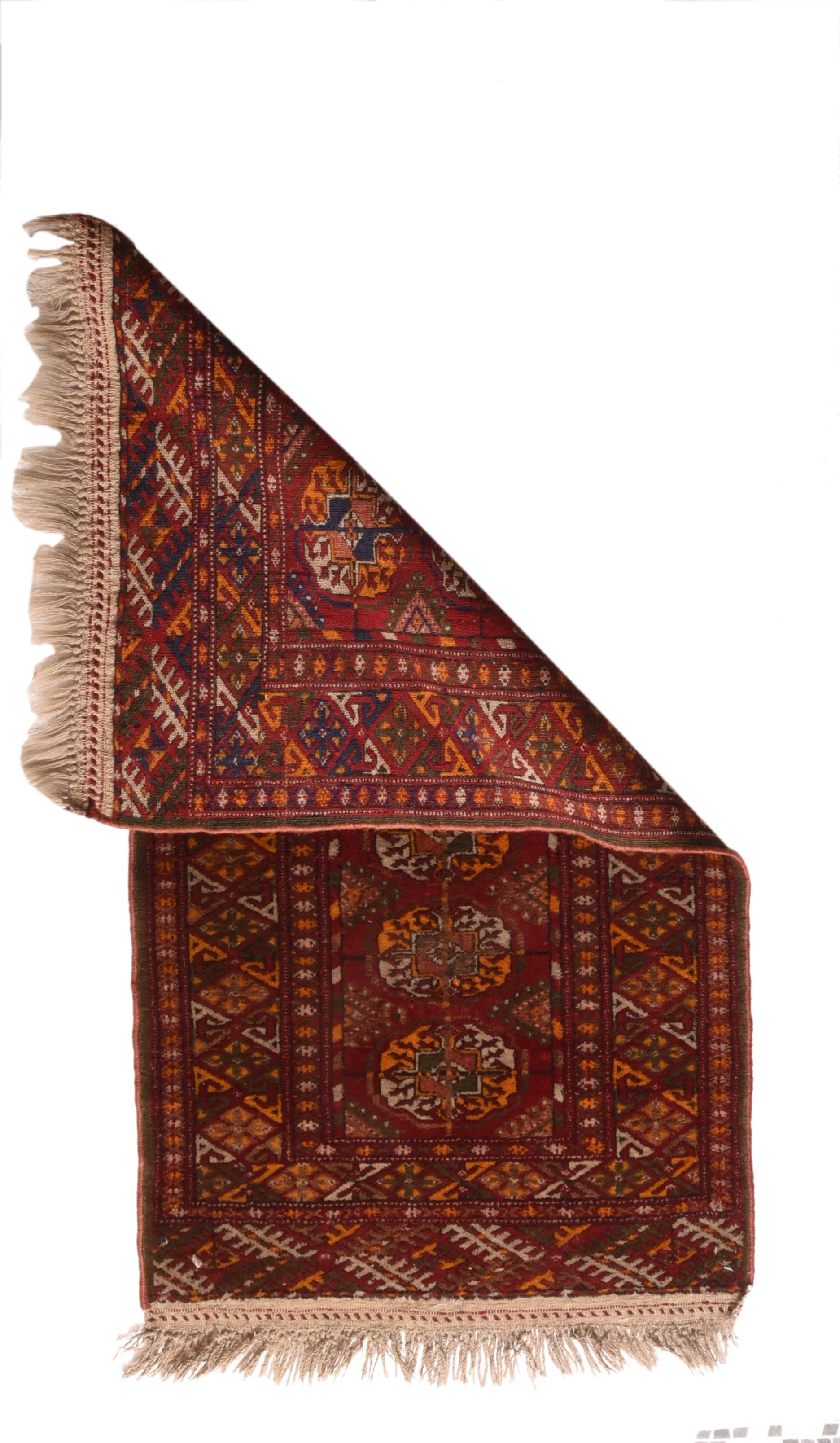 Vintage Turkish Bokhara rug. Measures: 1.10'' x 3.6''.