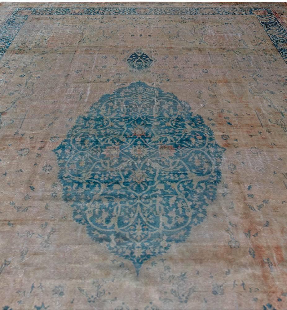 20th Century Vintage Turkish Borlou Hand Knotted Wool Rug For Sale