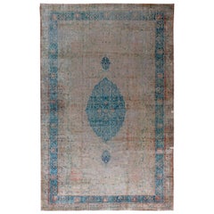 Vintage Turkish Borlou Hand Knotted Wool Rug