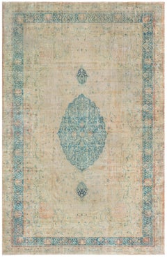 Doris Leslie Blau Alfombra turca vintage de lana anudada a mano Borlou