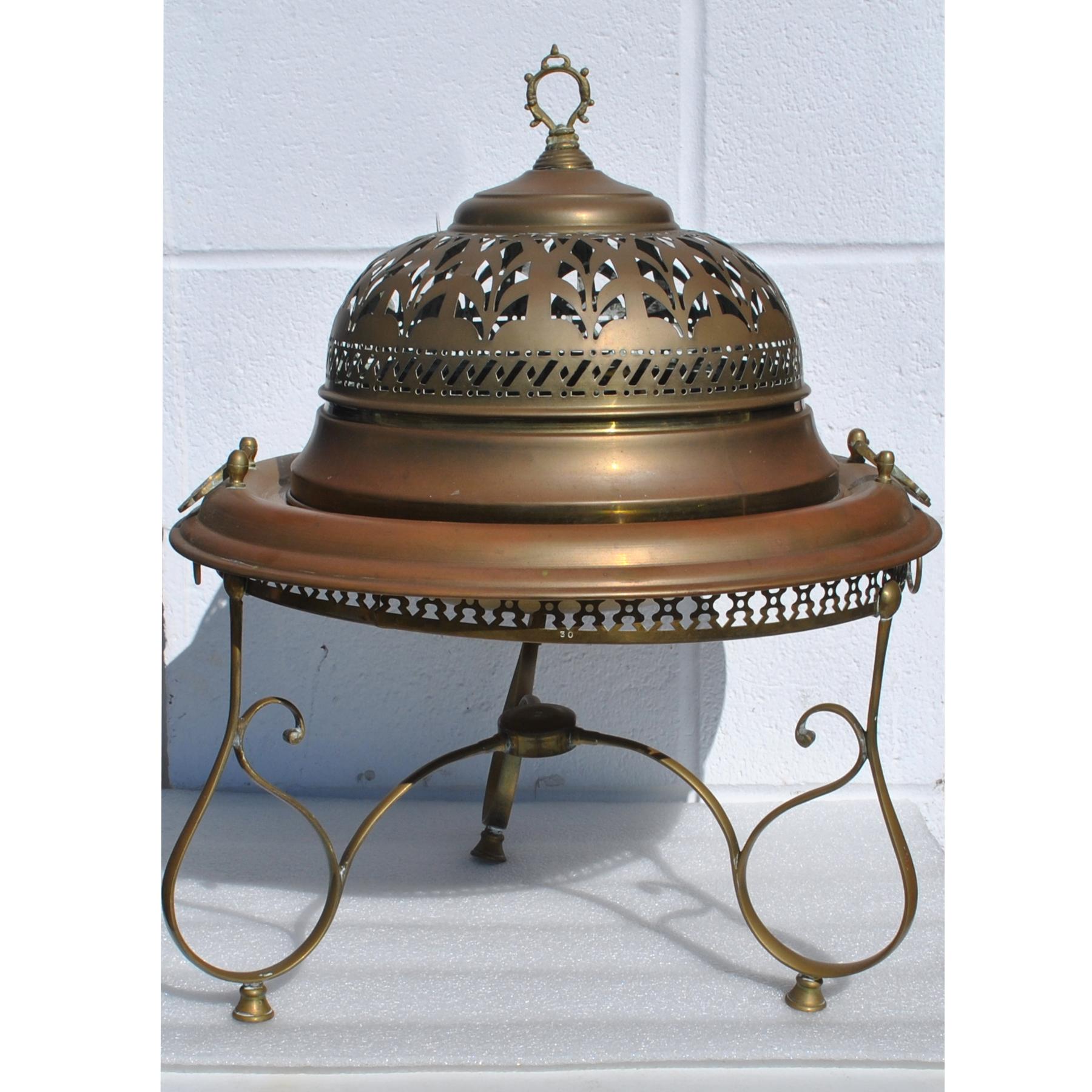 Islamic Vintage Turkish Brass Brazier with Sword Skewers For Sale