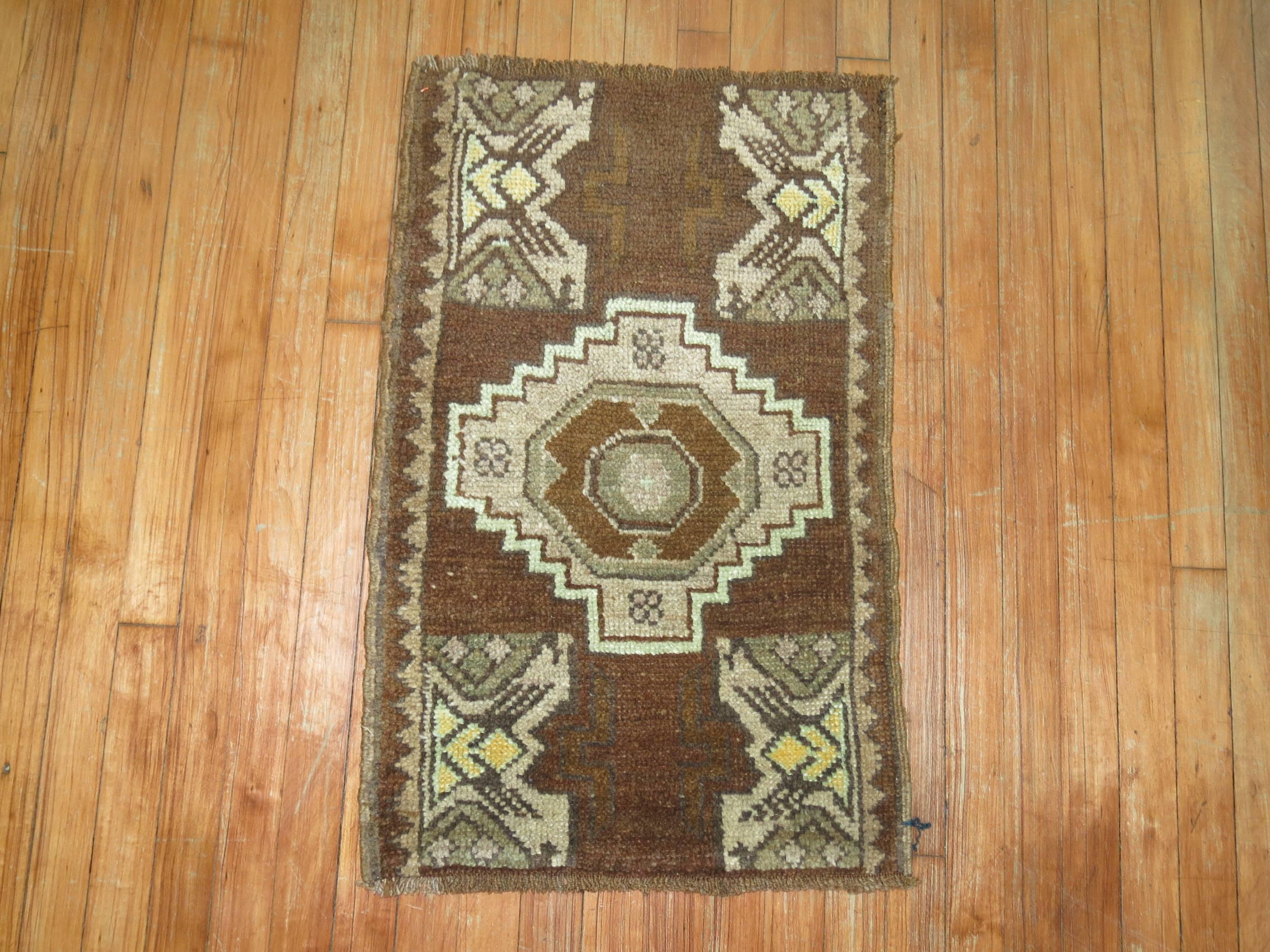 One of kind vintage Turkish throw rug.