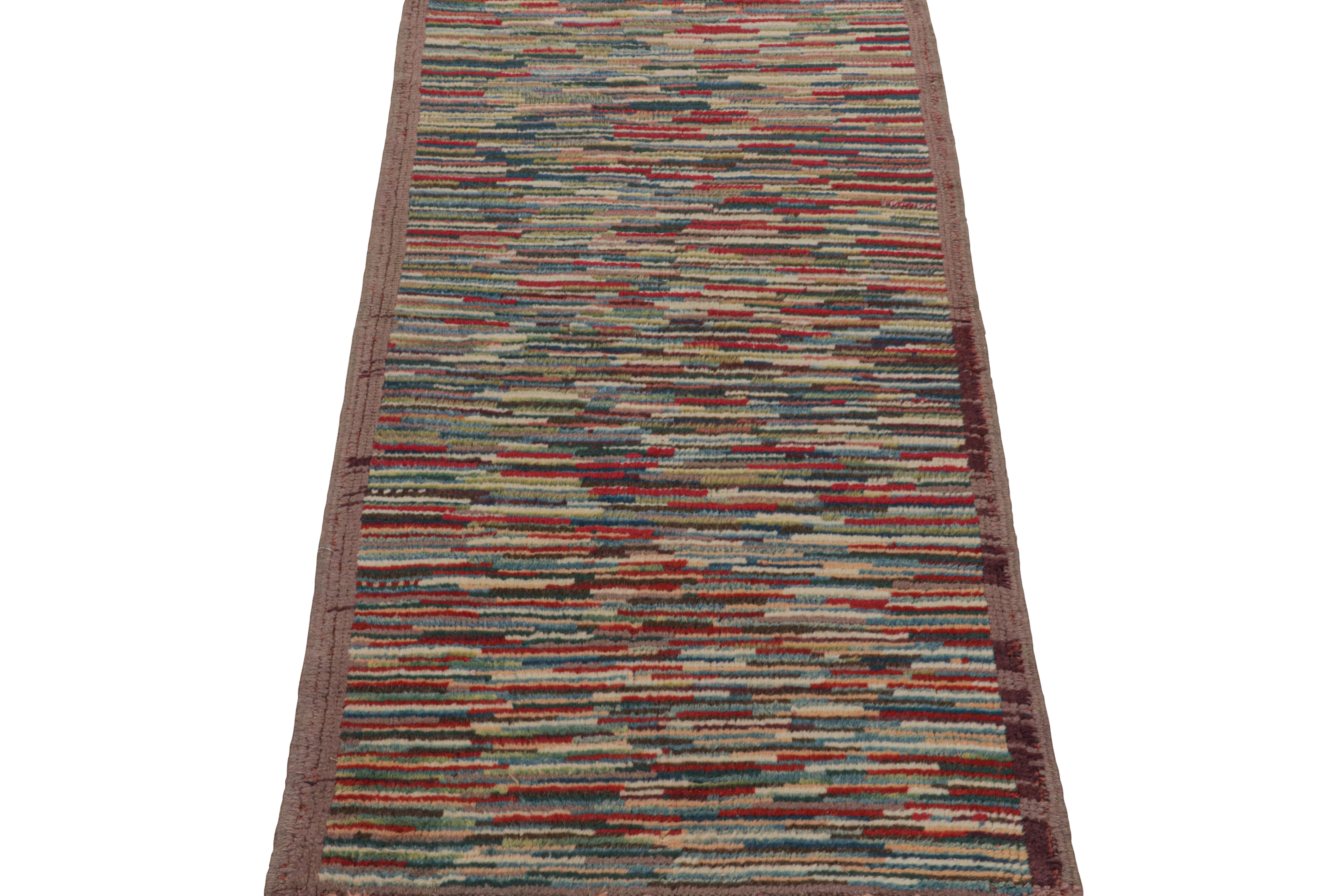 Tribal Vintage Turkish Burdur Rug with Polychromatic Striae patterns, from Rug & Kilim For Sale