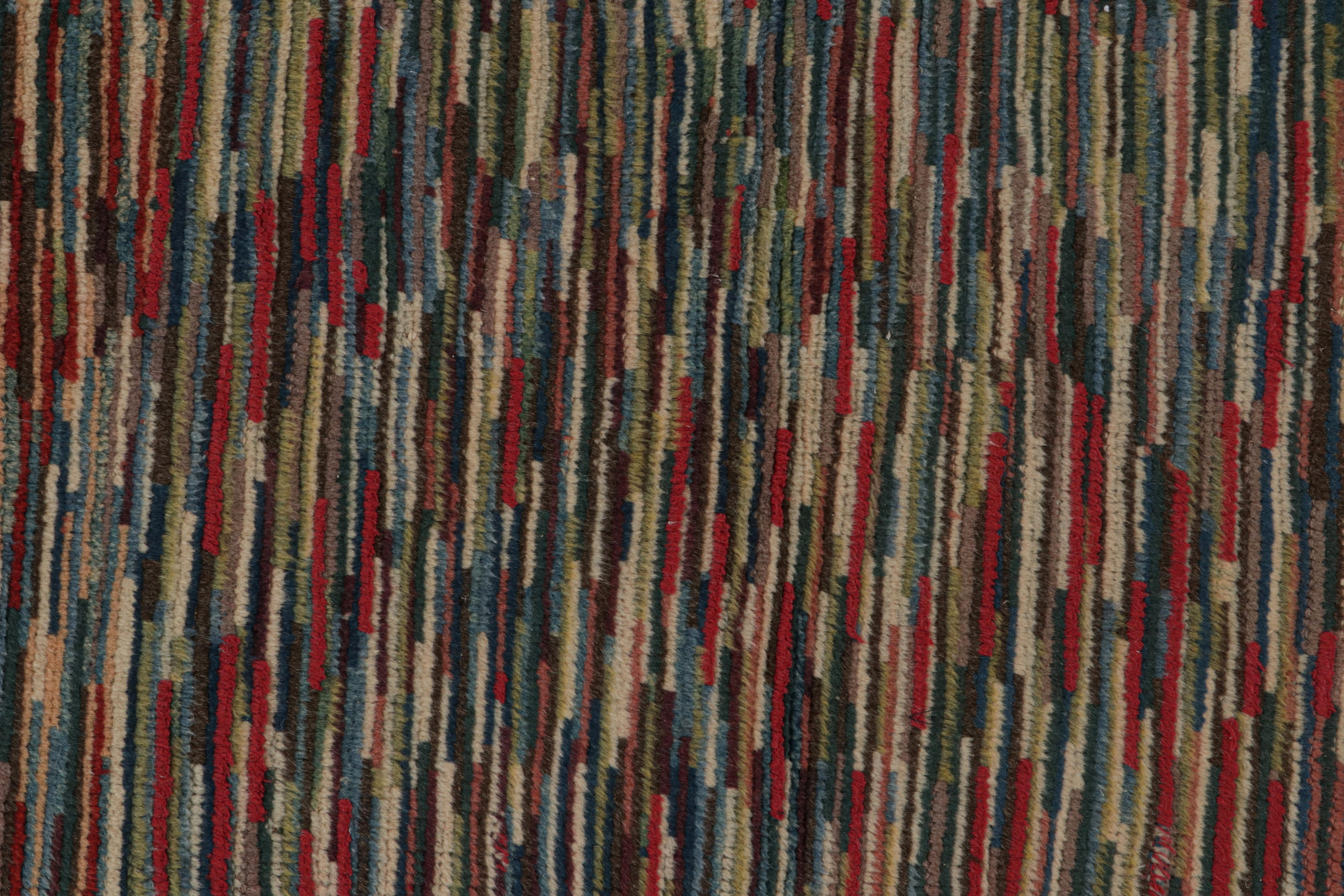 Tapis turc vintage Burdur avec motifs de stries polychromes, de Rug & Kilim Bon état - En vente à Long Island City, NY