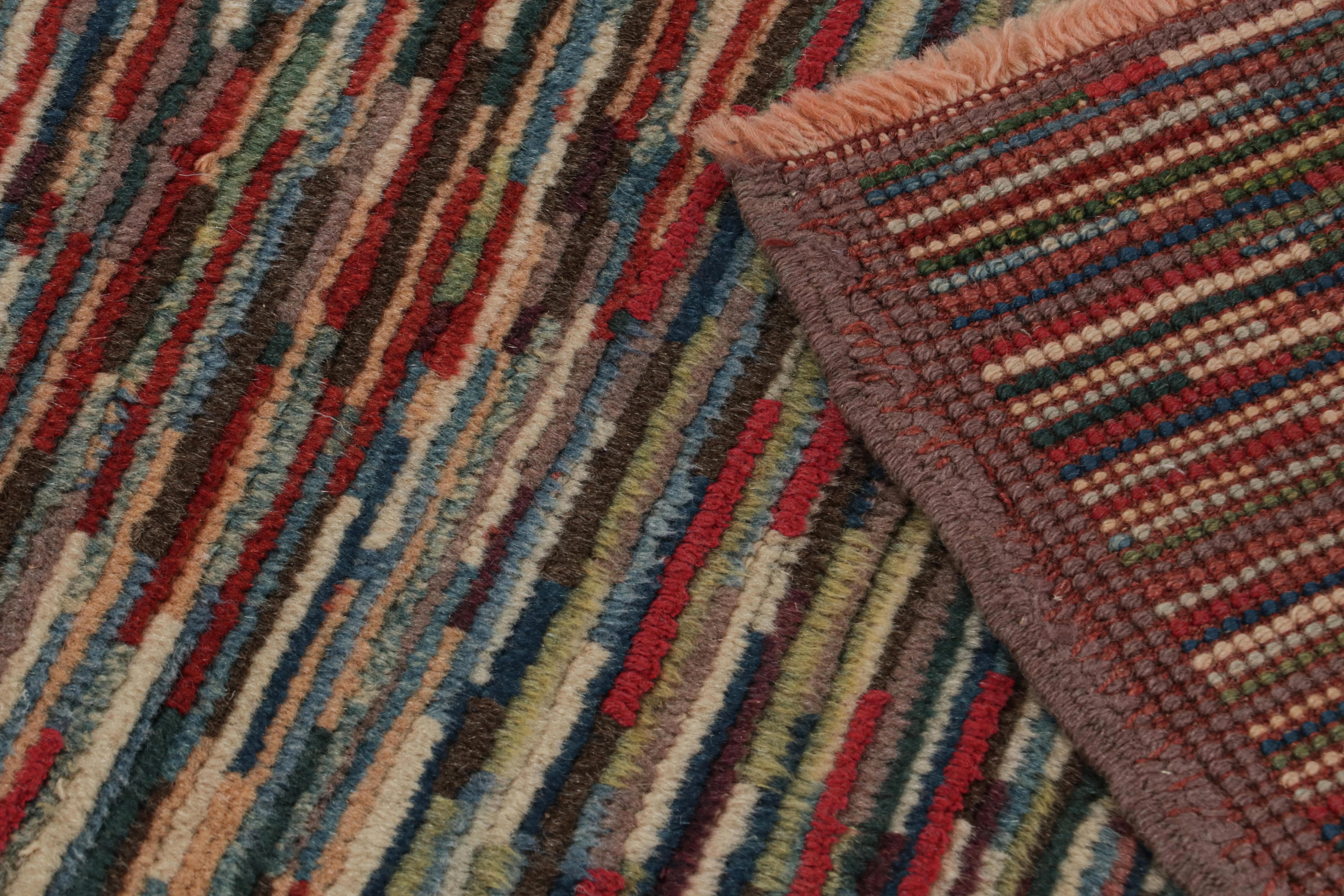 Wool Vintage Turkish Burdur Rug with Polychromatic Striae patterns, from Rug & Kilim For Sale