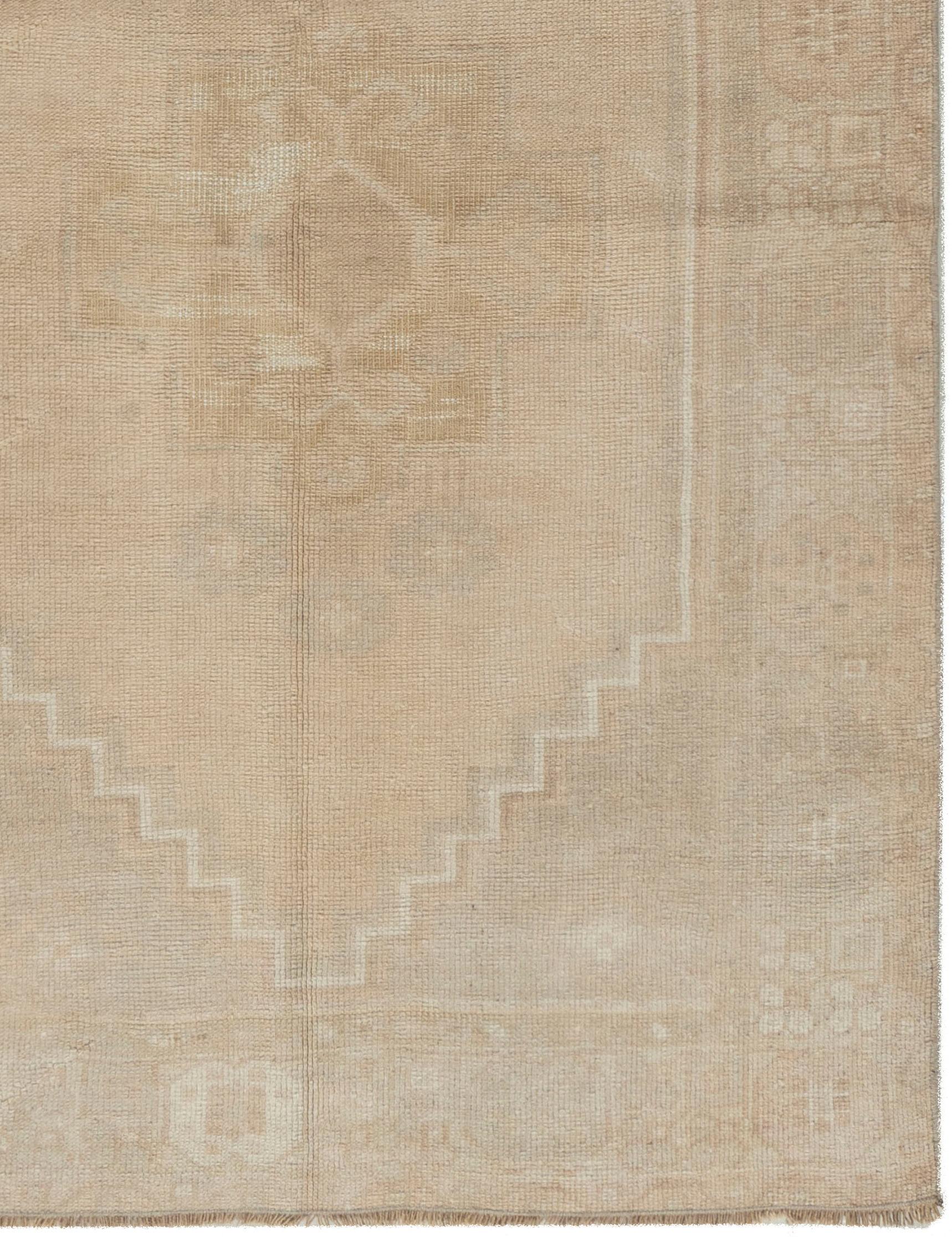 Alfombra anudada a mano turca vintage Camel Oushak Lana en venta