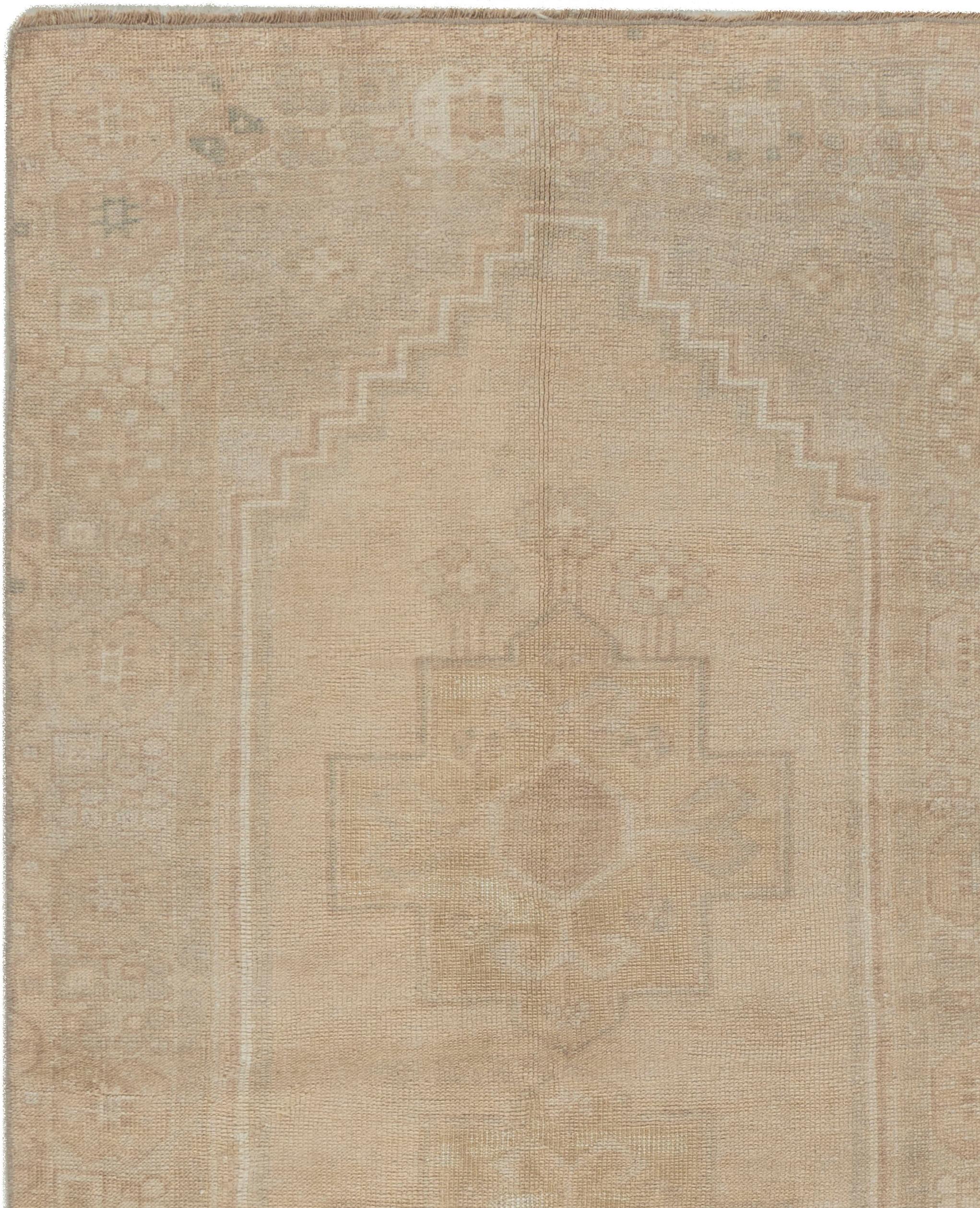 Alfombra anudada a mano turca vintage Camel Oushak en venta 1