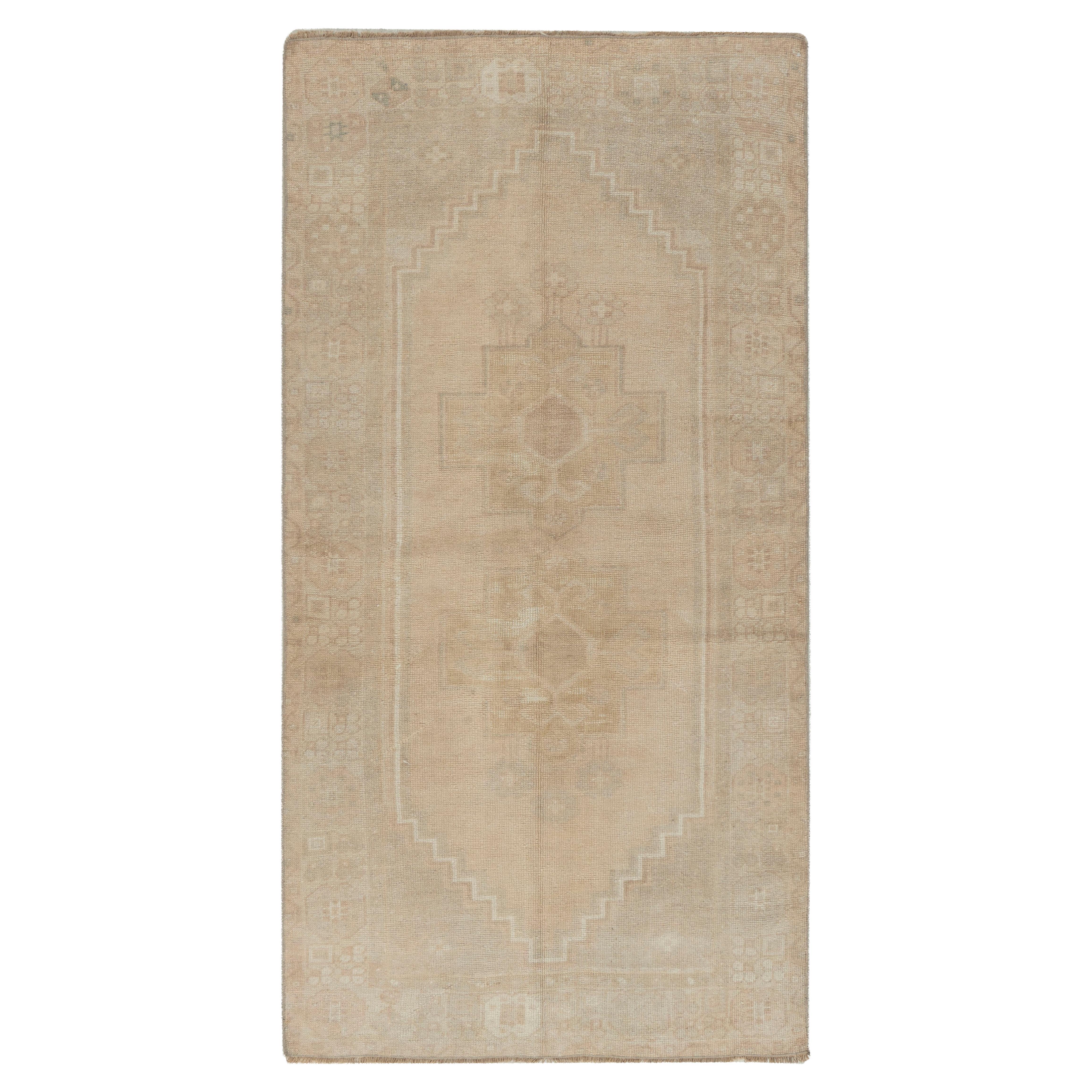 Vintage Turkish Camel Oushak Hand Knotted Area Rug For Sale