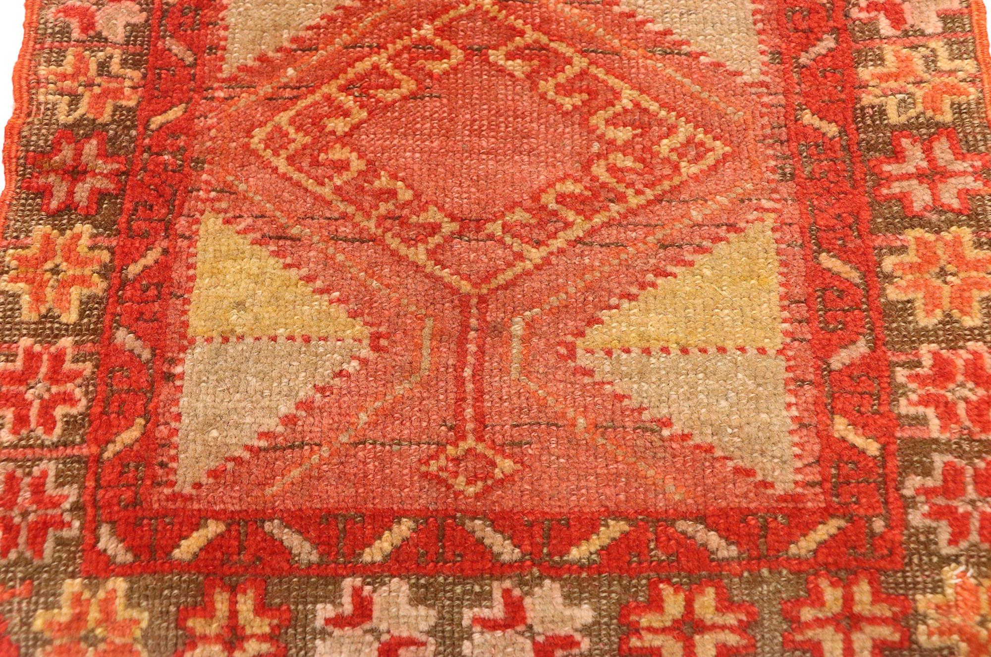 Hand-Knotted Vintage Turkish Carpet,  Anatolian Enchantment Meets Stylish Durability For Sale