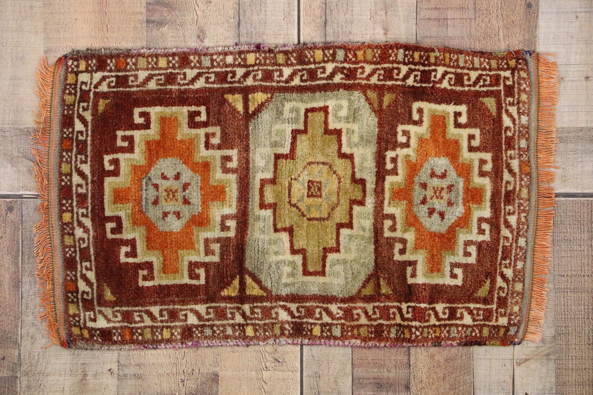 Wool Vintage Turkish Carpet, Anatolian Enchantment Meets Stylish Durability For Sale
