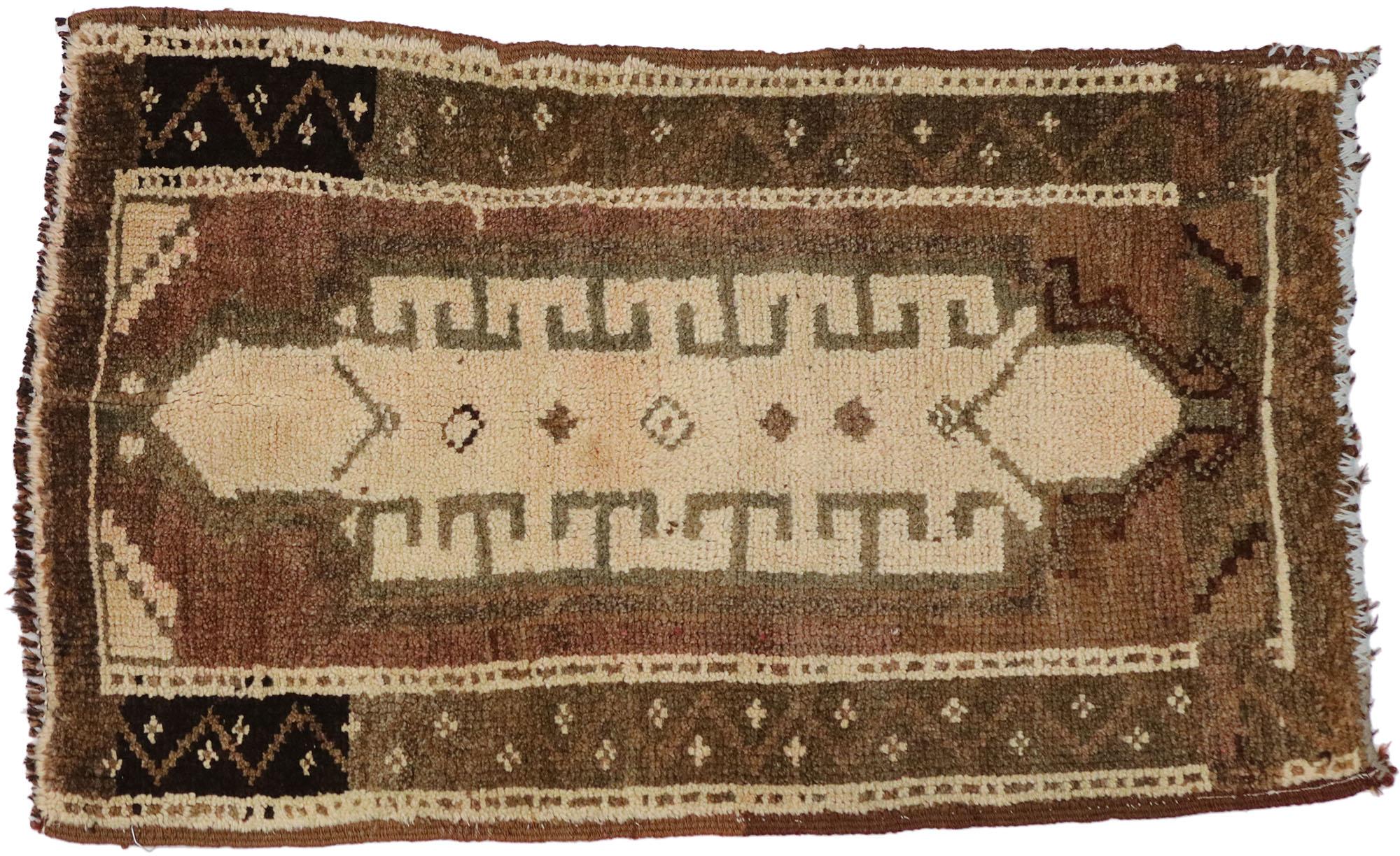 Mid-Century Modern Vintage Turkish Carpet, Mid-Century Meets Earth-Tone Elegance For Sale