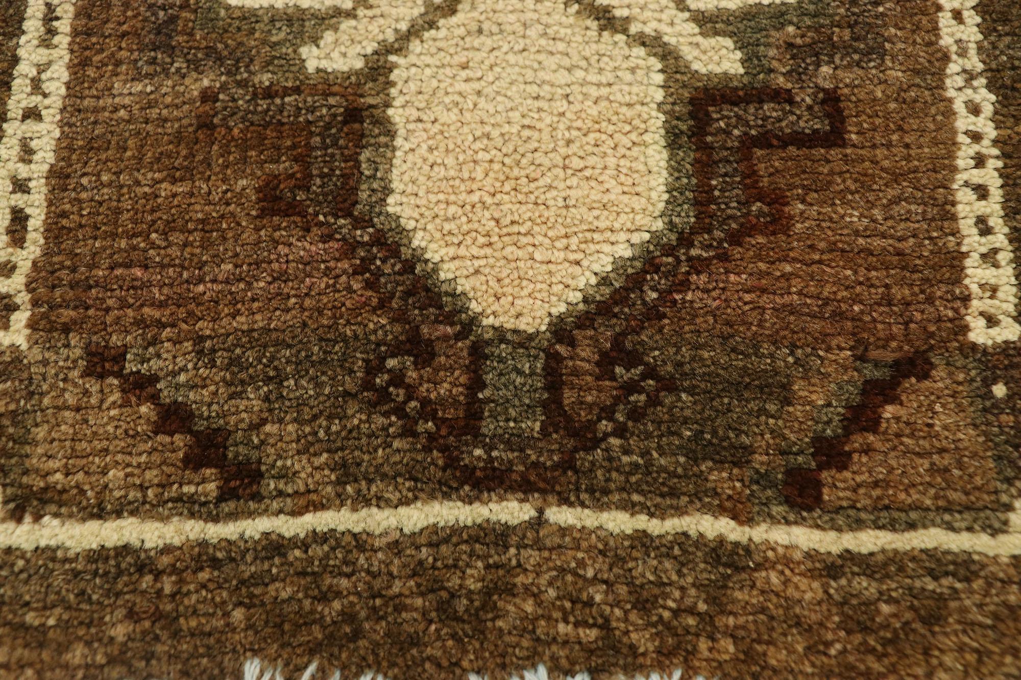 20th Century Vintage Turkish Carpet, Mid-Century Meets Earth-Tone Elegance For Sale