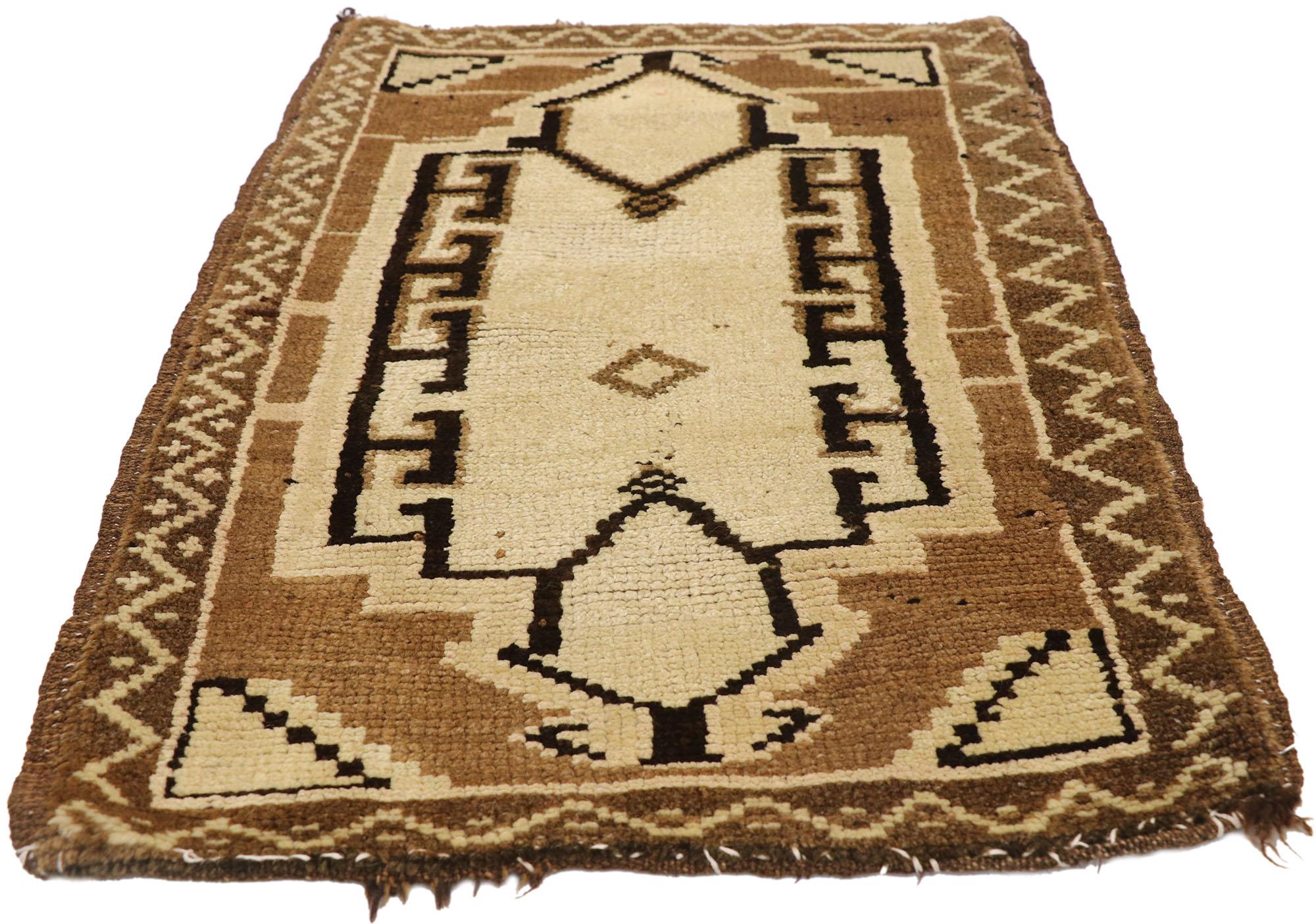 20th Century Vintage Turkish Carpet, Mid-Century Meets Earth-Tone Elegance For Sale