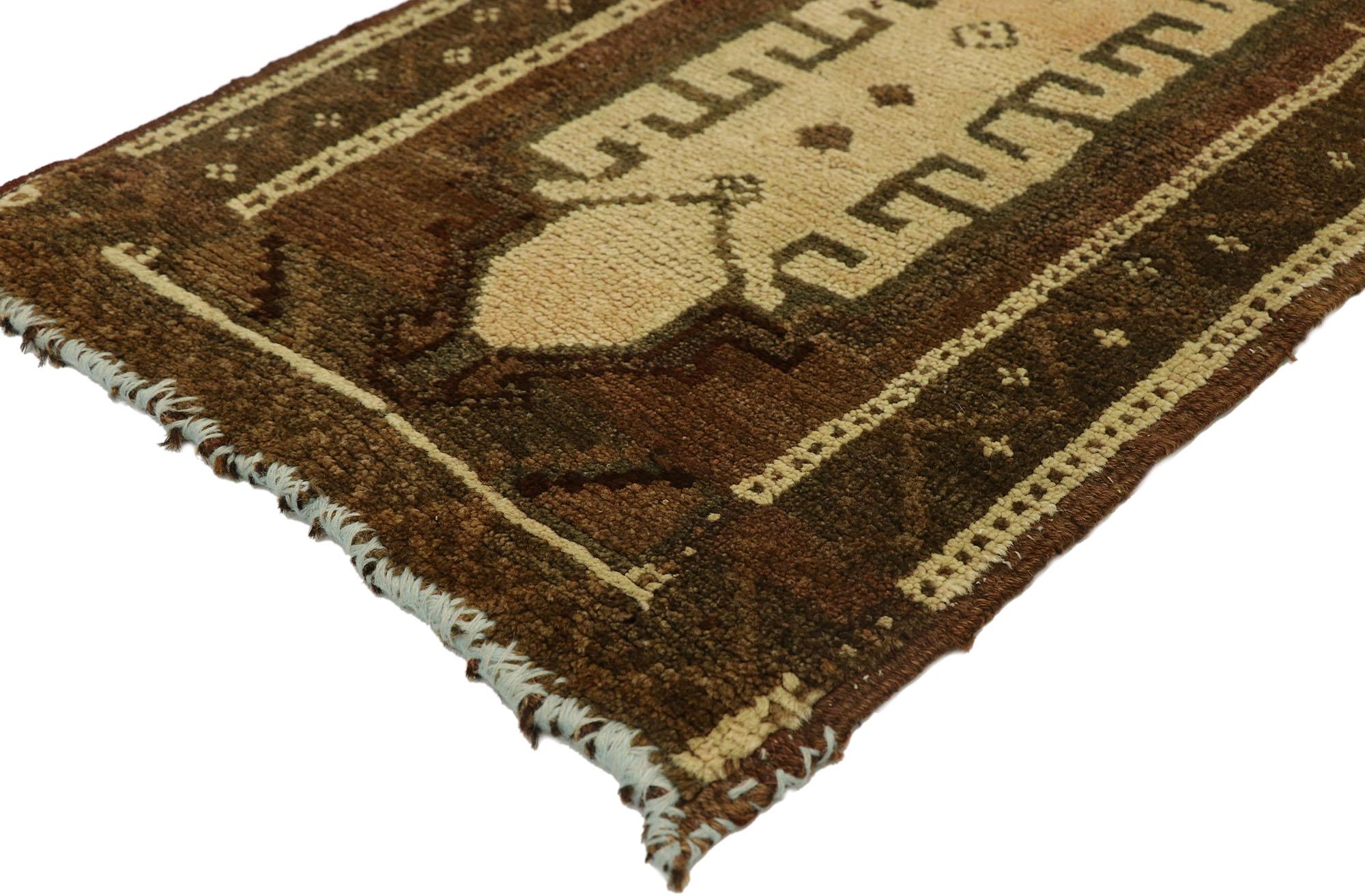Wool Vintage Turkish Carpet, Mid-Century Meets Earth-Tone Elegance For Sale