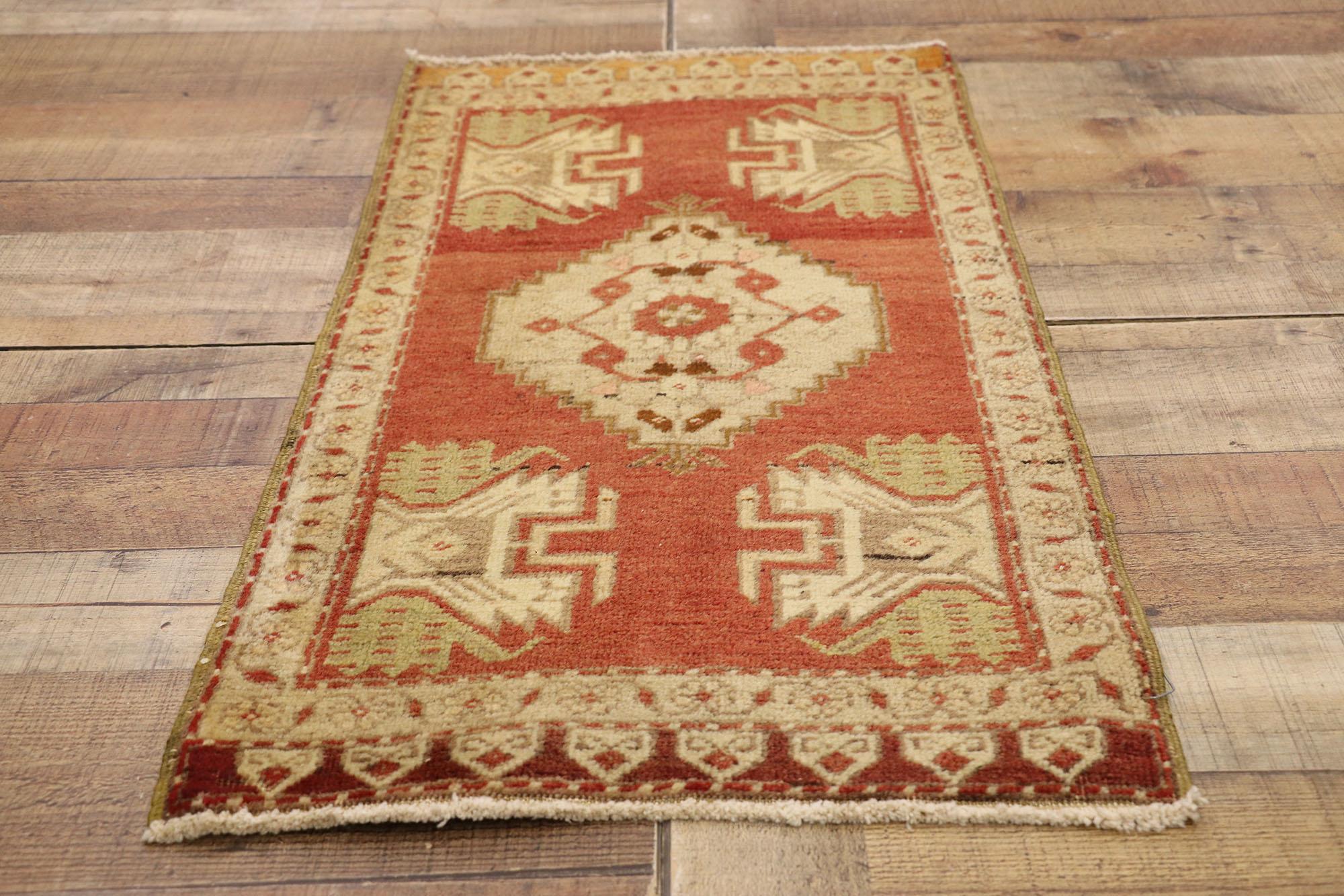 Wool Vintage Turkish Carpet, Timeless Appeal Meets Stylish Durability For Sale