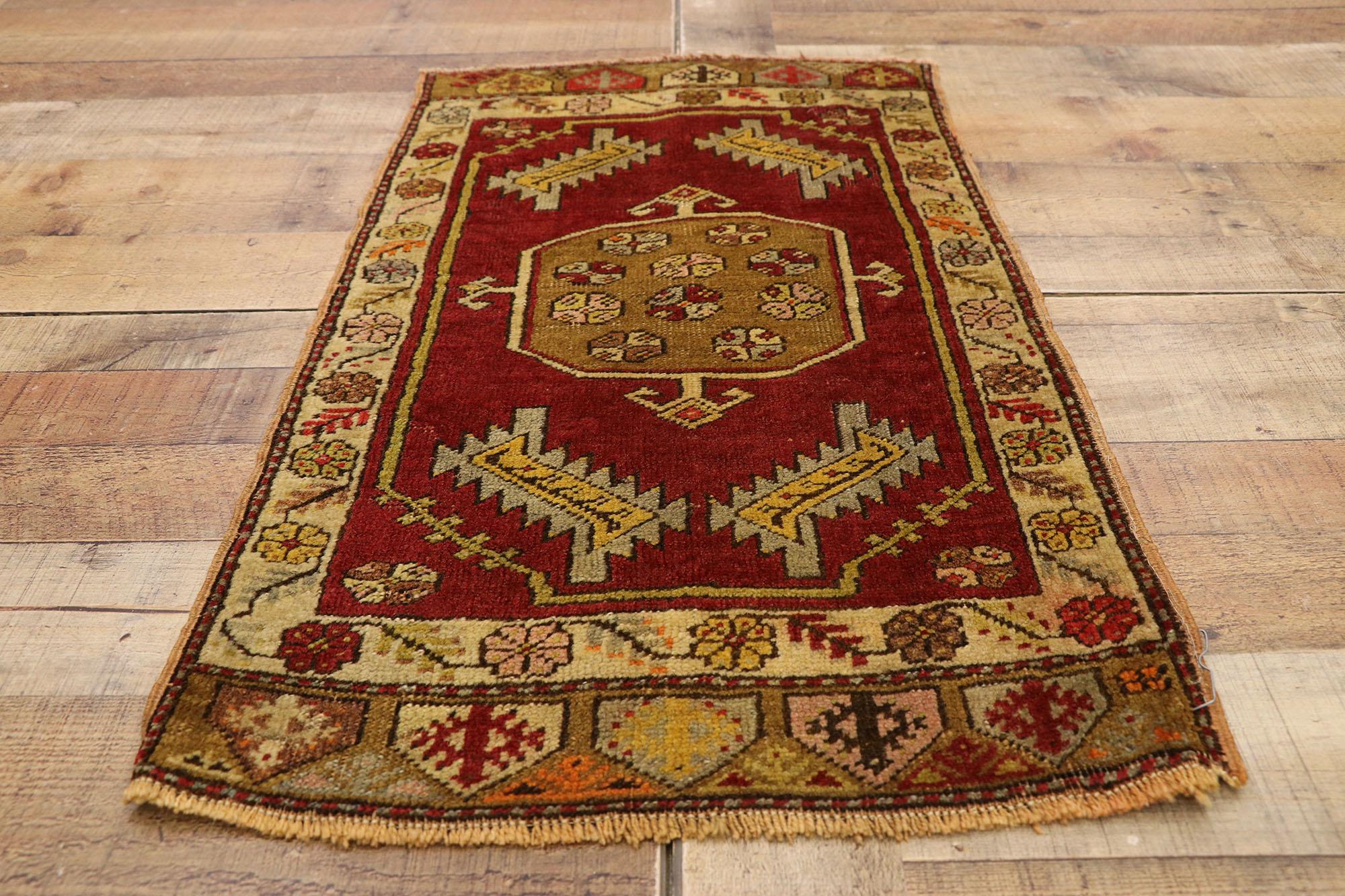 Wool Vintage Turkish Carpet, Timeless Appeal Meets Stylish Durability For Sale