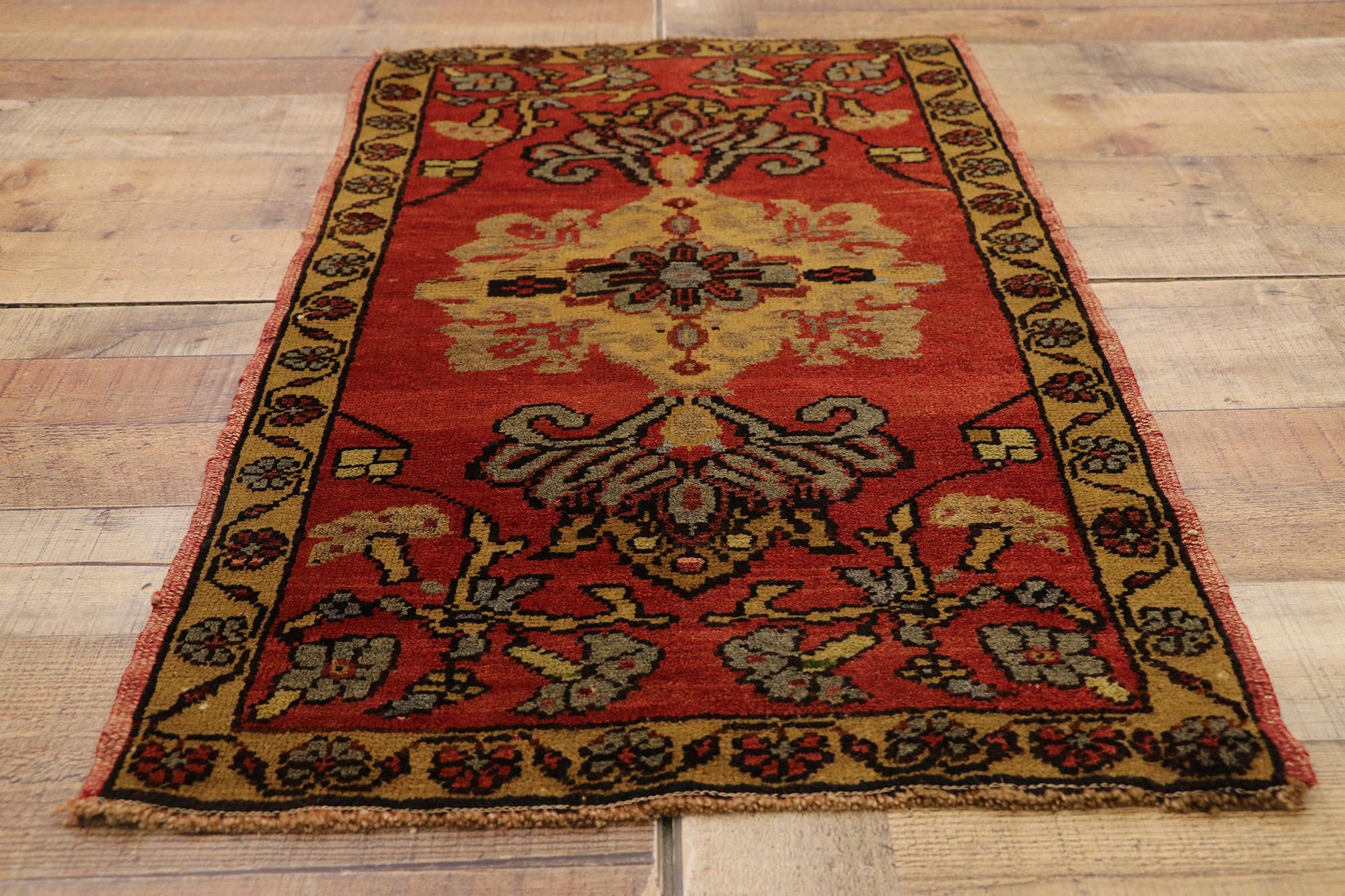 Wool Vintage Turkish Carpet, Timeless Appeal Meets Stylish Durability For Sale