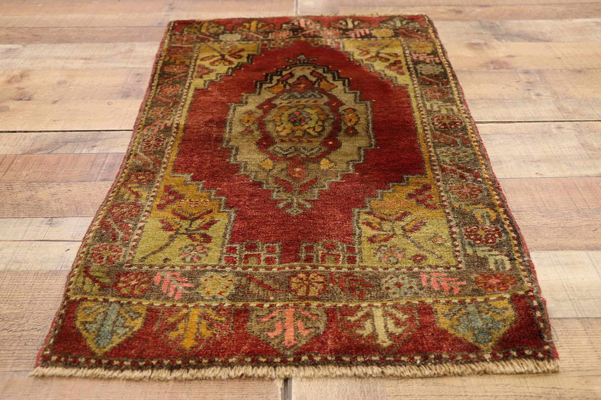 Wool Vintage Turkish Carpet, Timeless Appeal Meets Stylish Durability For Sale
