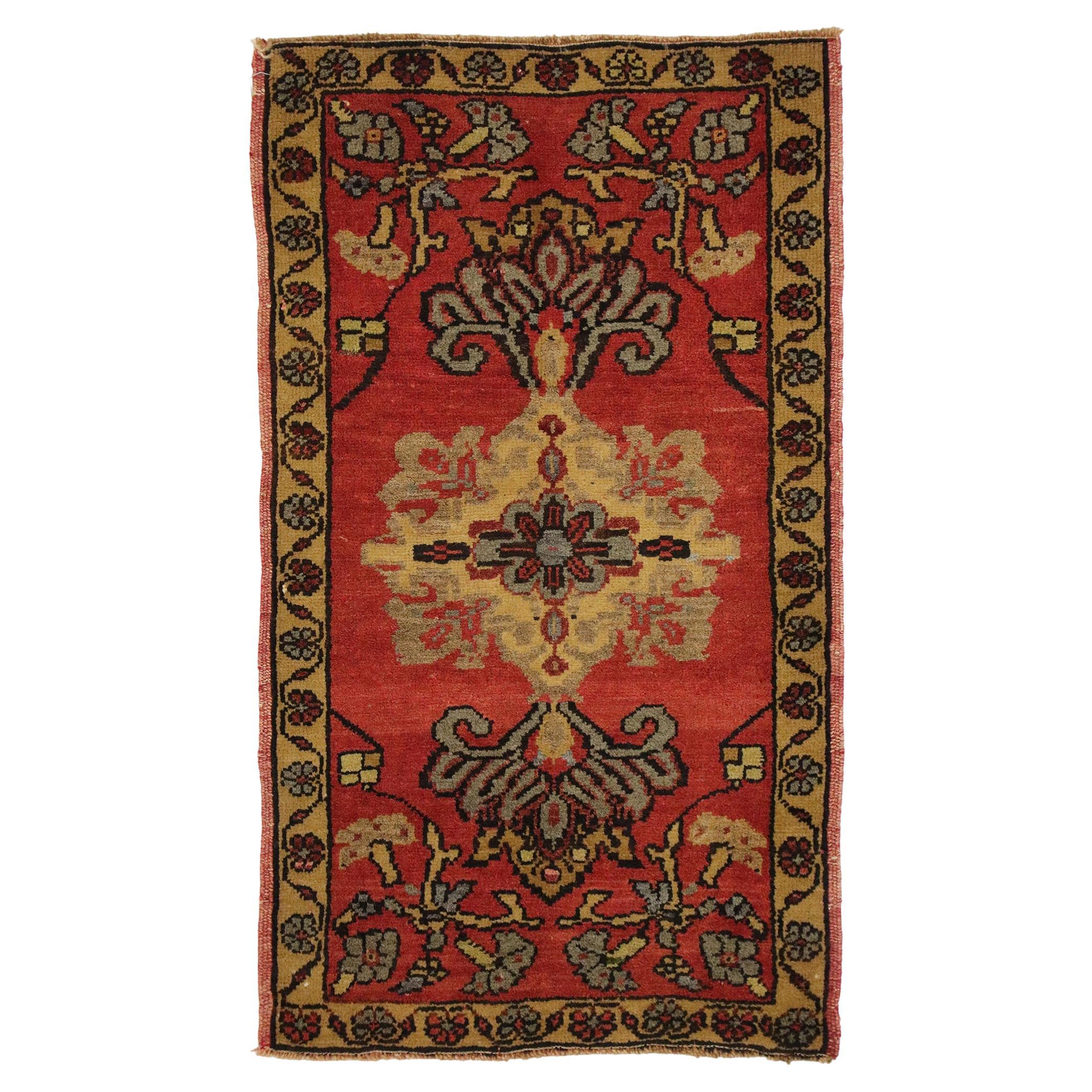 Vintage Turkish Carpet, Timeless Appeal Meets Stylish Durability For Sale