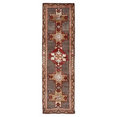 Tappeto turco vintage con croce verticale e motivi geometrici  4'4 x 14'3