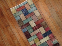 Zabihi Collection Vintage Turkish Deco Narrow Small Runner