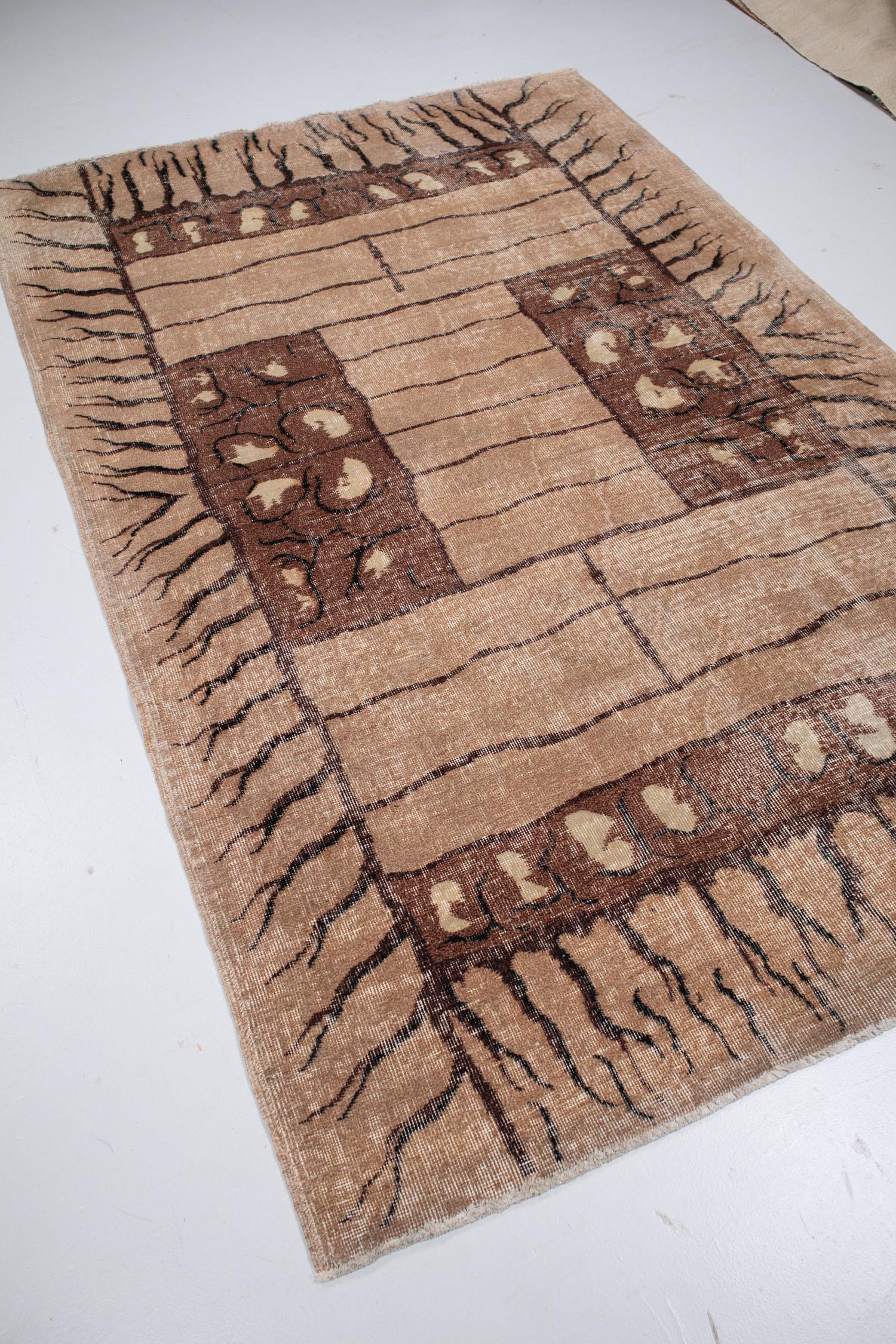 Noué à la main Tapis turc déco vintage M-J3459 en vente