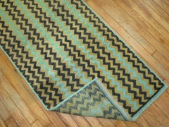 Zabihi Collection Long Green Vintage Turkish Deco Runner